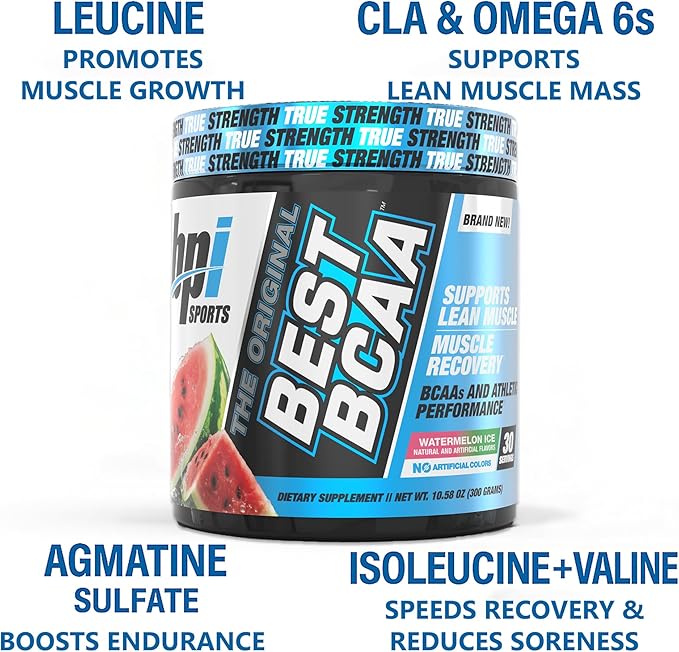 BPI Sports Best BCAA Powder - Muscle Recovery Support - Branched Chain Amino Acids | Building Blocks of Protein and Muscle - Post Workout Recovery ??Hydration - Watermelon Ice, 30 Servings