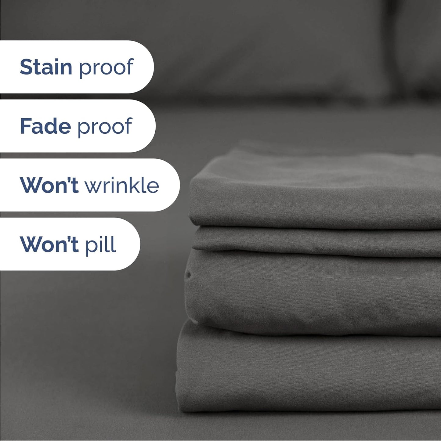 Cal King Size Sheet Set by Oeko-Tex | Comfy, Breathable & Cooling Luxury Bedding - Charcoal