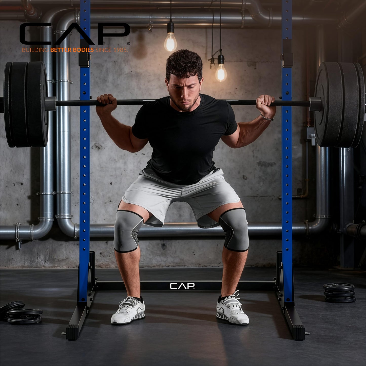 CAP Barbell Power Rack with Pull Up Bar & Attachments - Squat Rack & Strength Training Power Cage for Home Gym - Carbon