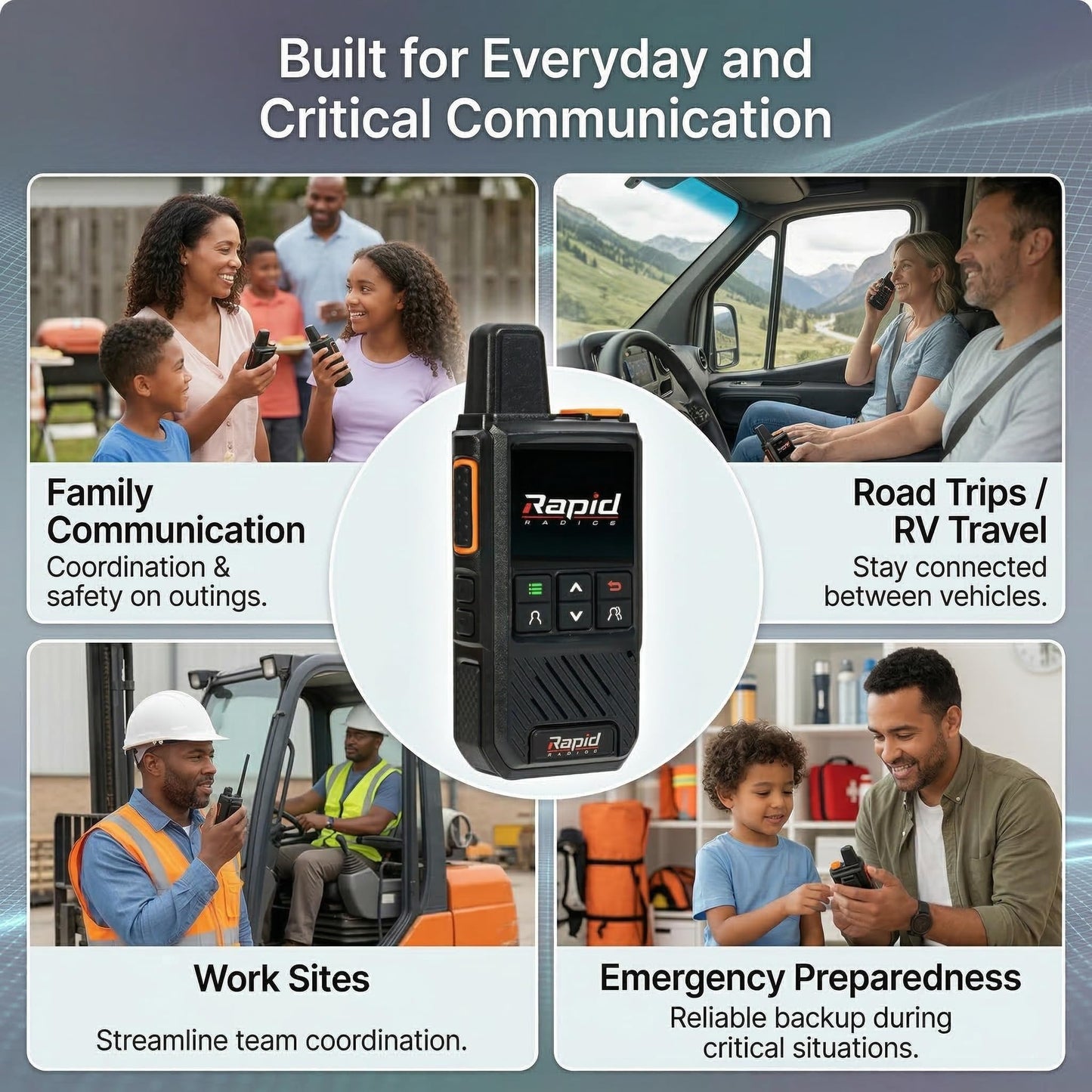 Rapid Radios Nationwide LTE Walkie-Talkie - Two-Way Radio - Unlimited Range POC Two Way Radios Set