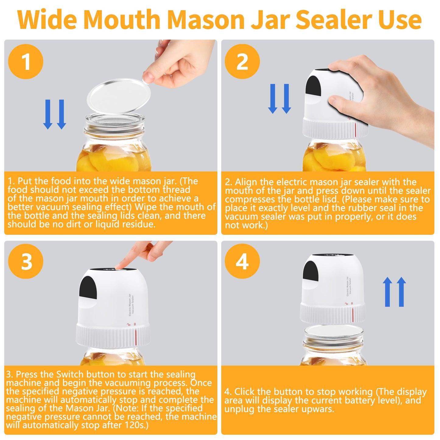 3 in 1 Electric Mason Jar Vacuum Sealer Kit, Auto Stop Jar Vacuum Sealer for Mason Jar Wide & Regular Mouth & Sous Vide Bags Compact vacuum sealer for Food White