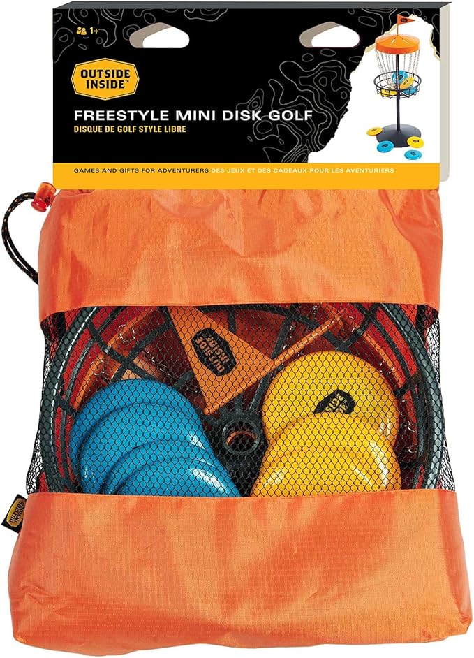 Outside Inside Freestyle Mini Disc Golf Game – Portable Mini Disc Golf Set with Collapsible Target, 8 Discs & Carry Bag – Ideal for Camping, Backyard Fun, and Travel-Friendly Entertainment