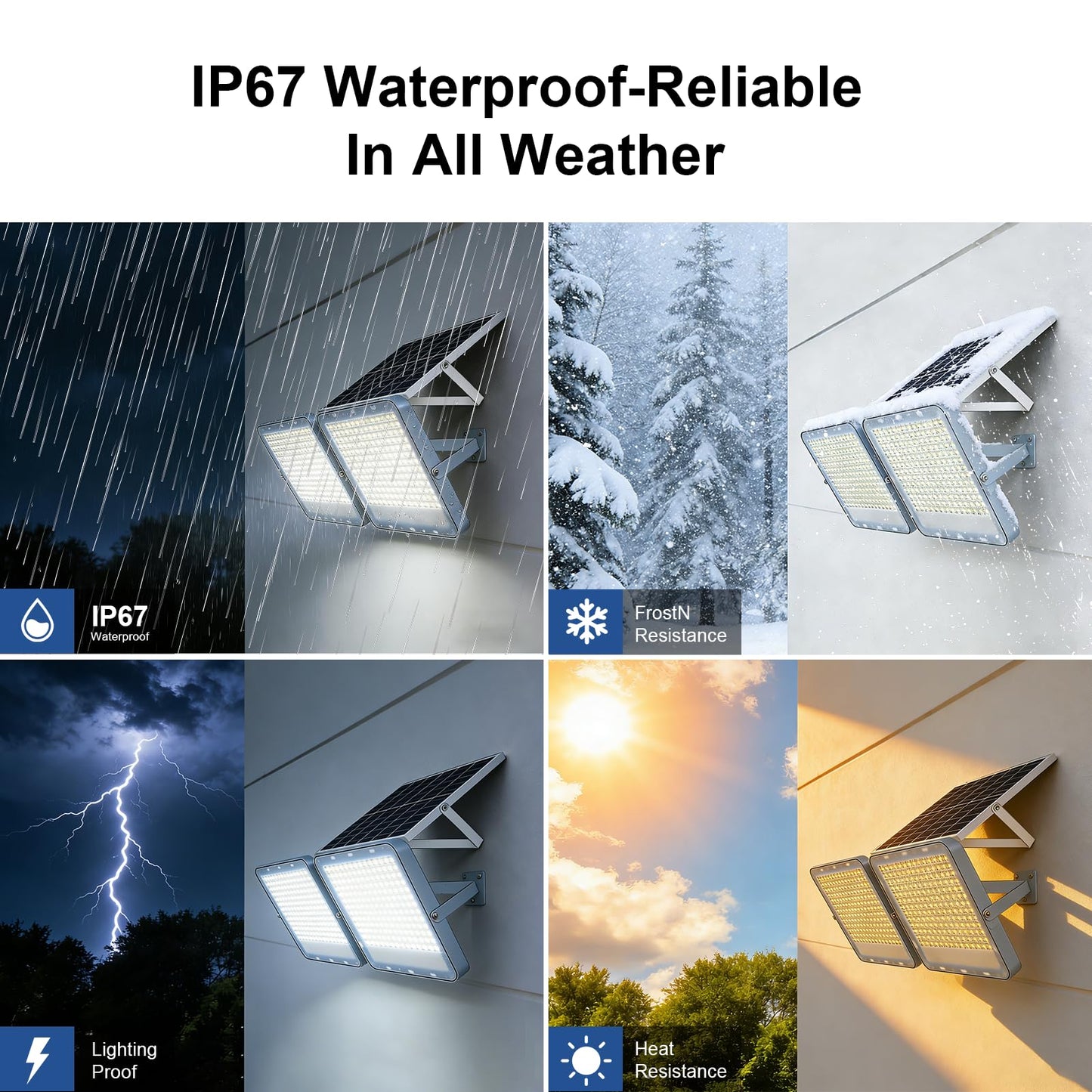 Gebosun 2 Pack 300W Solar Flood Light Outdoor, 24000LM LED Solar Security Light, IP67 Waterproof Dusk to Dawn Solar Light with Remote Control, Bright Solar Yard Light for Garage Garden Farm