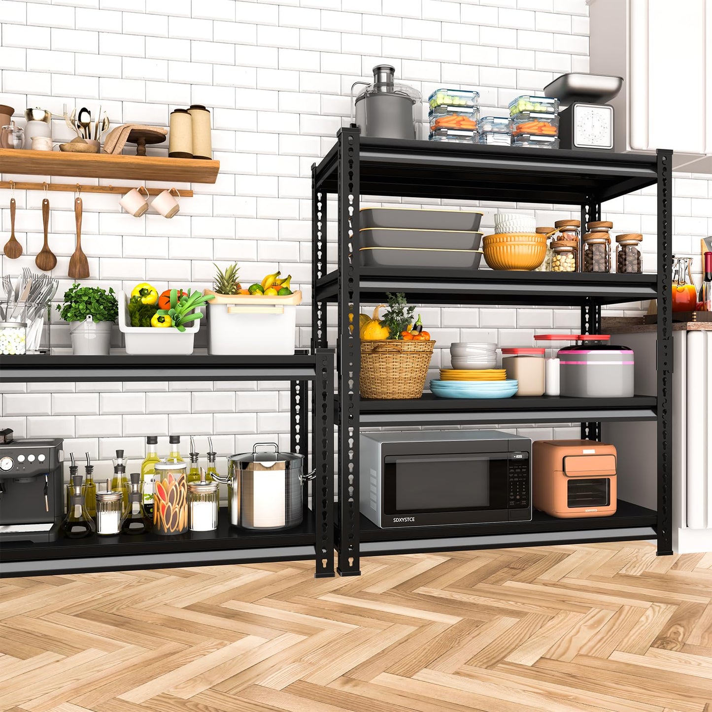 SDXYSTCE 40" W Garage Shelving Heavy Duty, 1600 Lbs Loads Garage Storage Shelves Heavy Duty, 4-Tier Metal Shelving Units and Storage for Basement, Retiple Tanks,40" Wx16 Dx72 H, Black