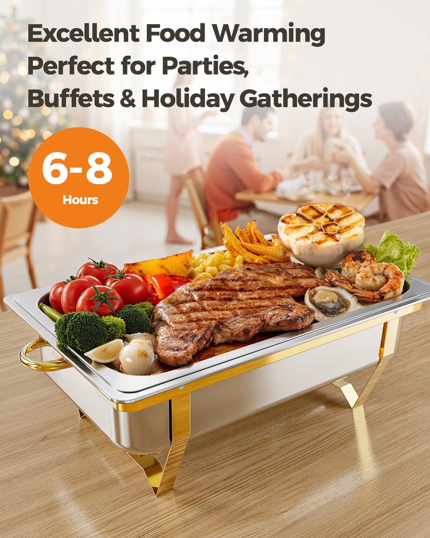 Chafing Dishes for Buffet 4 Pack 7 Pans, High Grade 9QT Chafing Dish Buffet Set, Chafers and Buffet Servers Warmers Sets for Parties, Events and Weddings