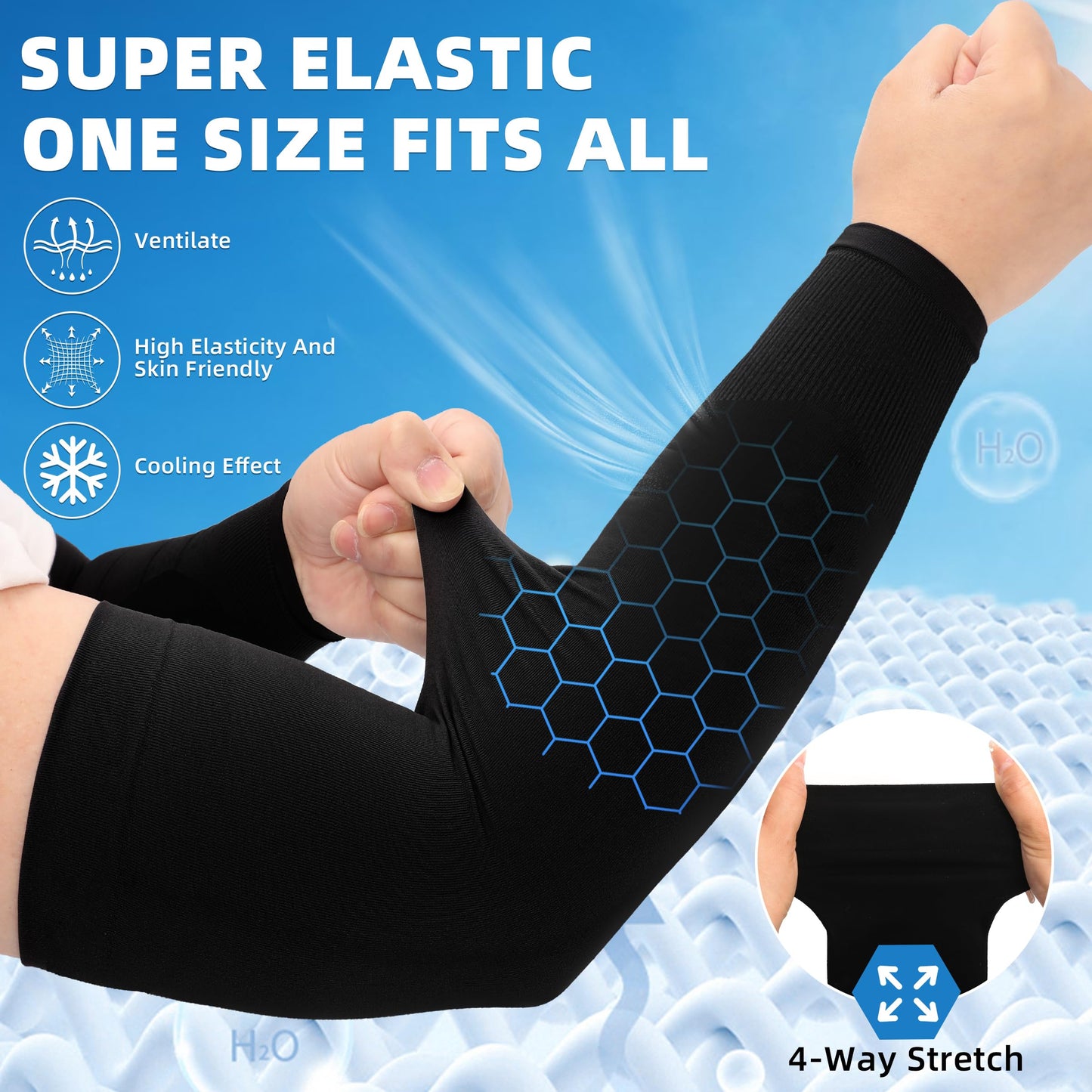 BHYTAKI 4 Pairs UV Sun Protection Arm Sleeves, UPF 50 Sports Cooling Arm Compression Sleeves for Men Women Teenager