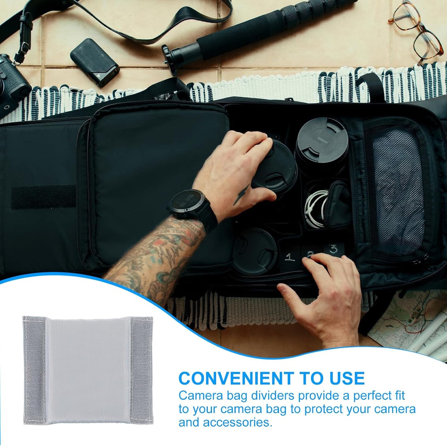 3Pcs 4.72"x3.54"x0.31" PATIKIL Camera Bag Divider, Shockproof Camera Bag Inserts Separator Pad Protective Lens