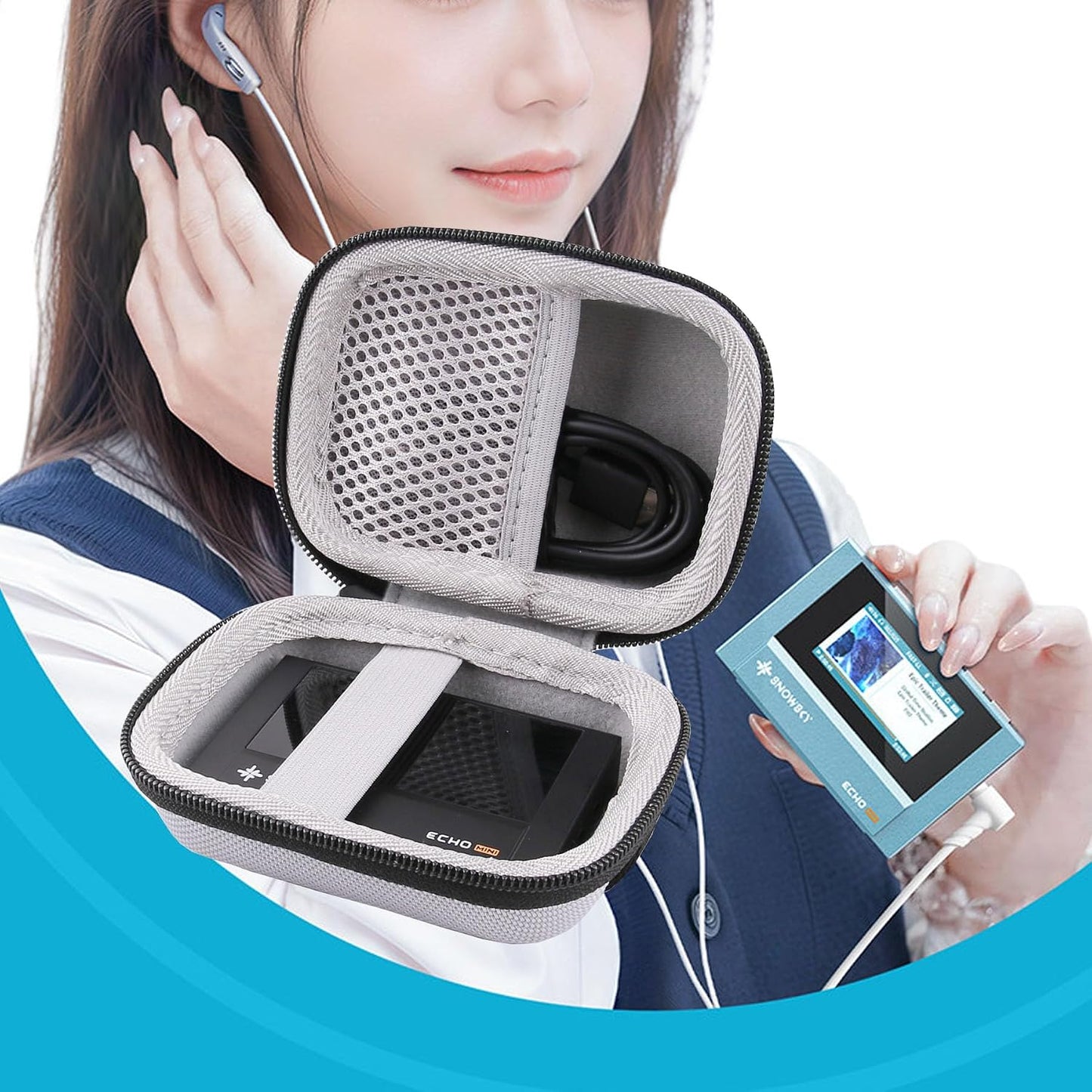 WERJIA MP3 Hard Carrying Case Compatible with FiiO Echo Retro Hi-Res,for SnowSky/FiiO Echo MINI HiFi Bluetooth Player