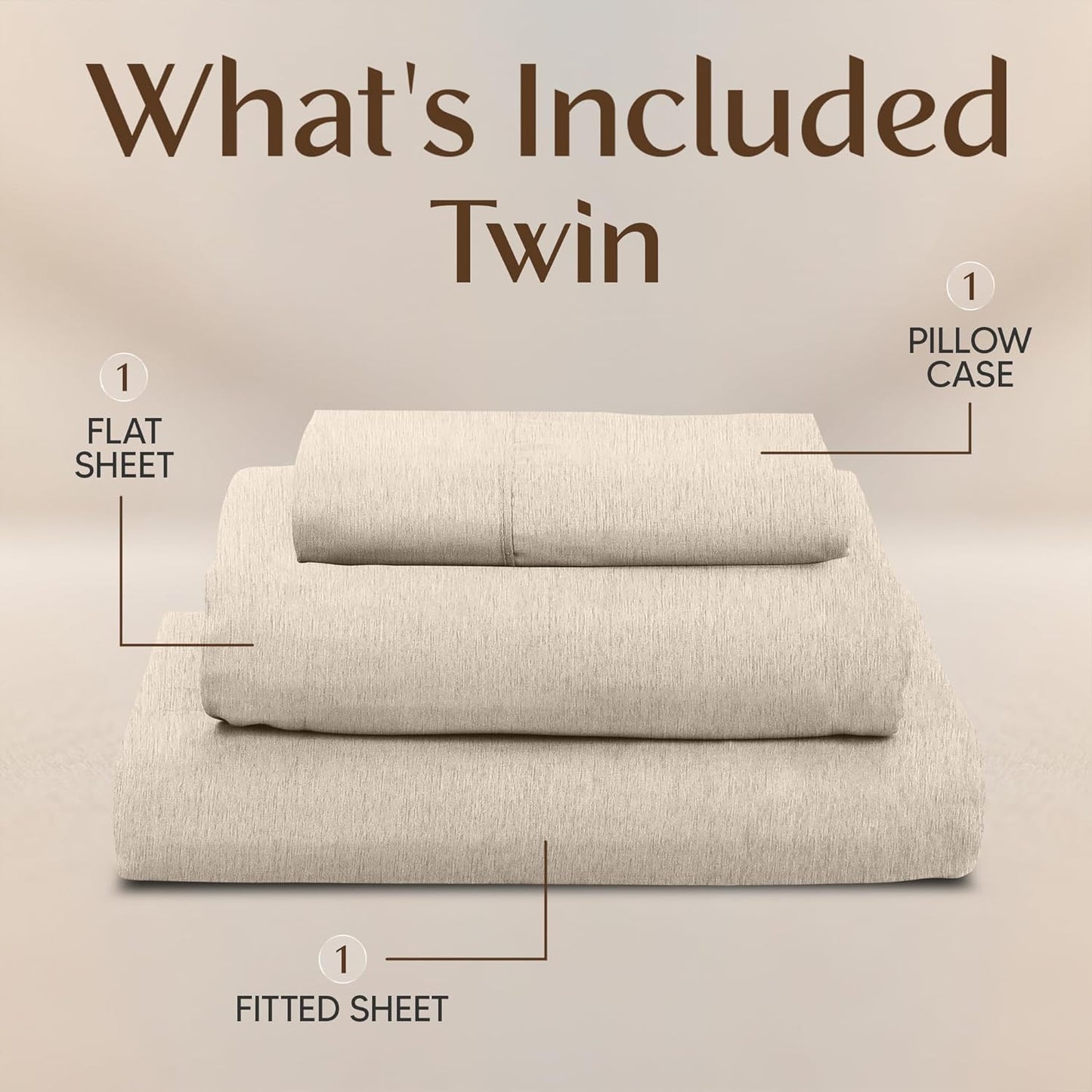 Utopia Bedding Twin Sheet Set - Soft & Breathable 3-Piece Microfiber Bed Sheets | Oeko-Tex Certified (Heather Beige)