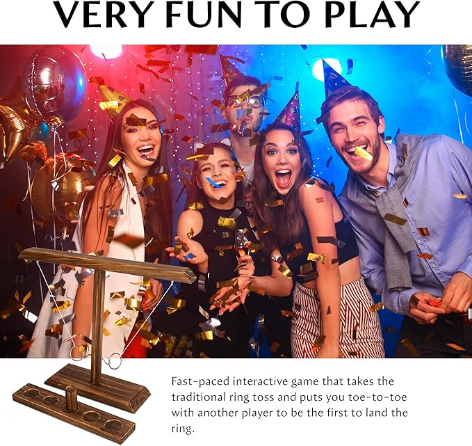 DreamToyz Ring Toss Games for Adults, Yard Games, Patio Decor, Outdoor Indoor Games, Wooden Hook and Ring Game for Bars, Home, Party, 15.7" X 13" Large Size