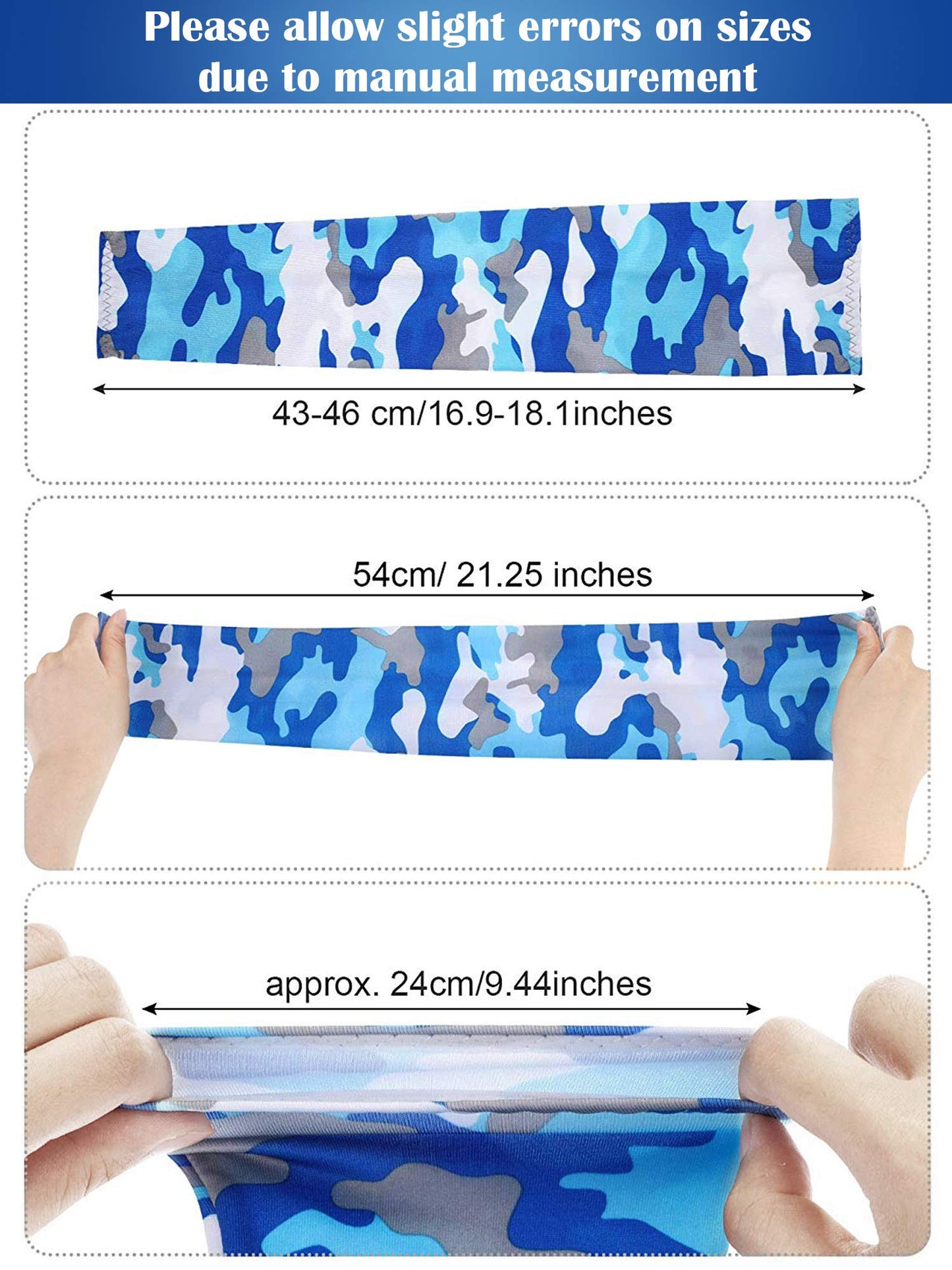 9 Pairs Unisex UV Protection Sleeves Arm Cooling Ice Silk Arm Cover Sleeves (Camouflage, Black)