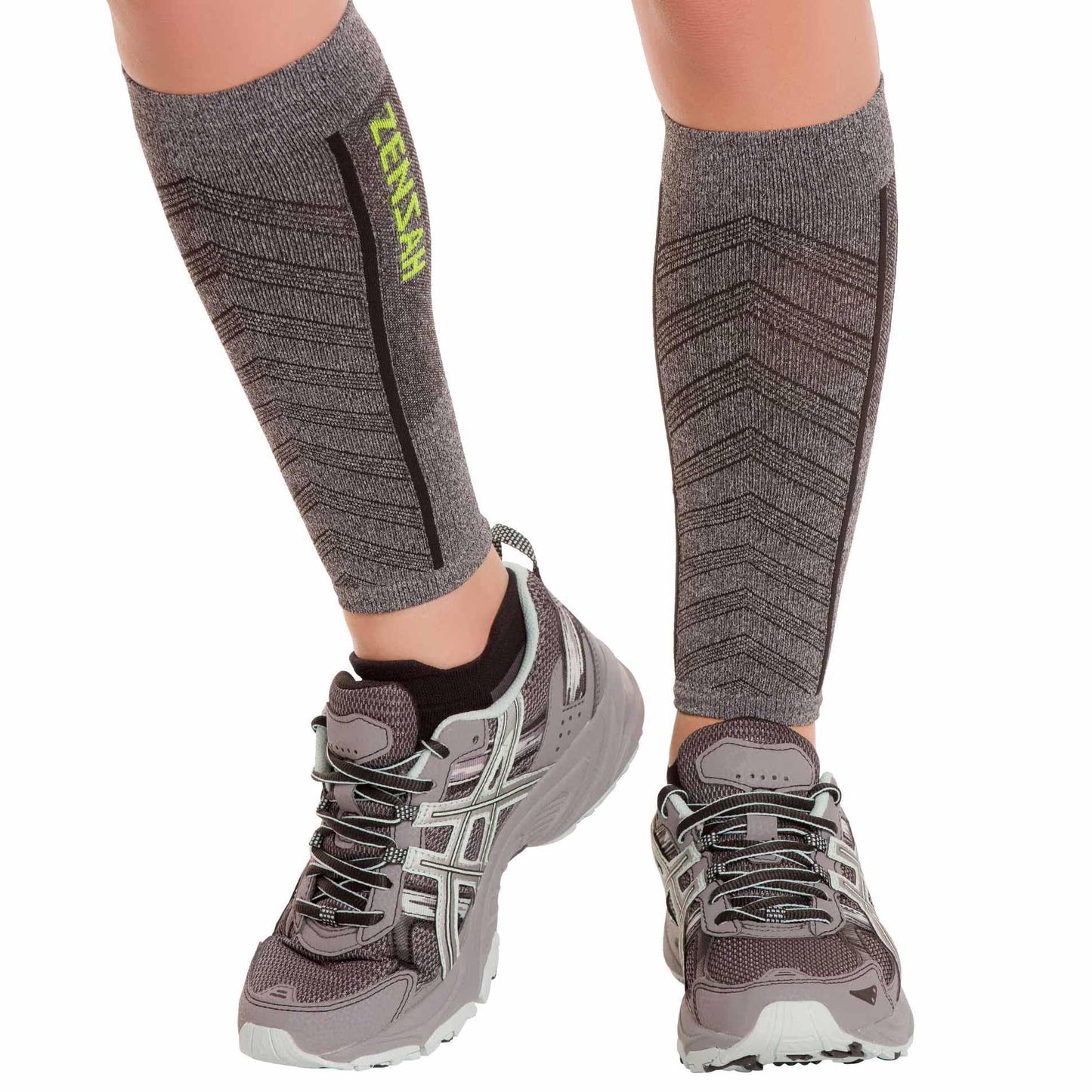 Zensah Featherweight Compression Leg Sleeves - Relieve Shin Splints, Calf Strains (Heather Grey, Small)