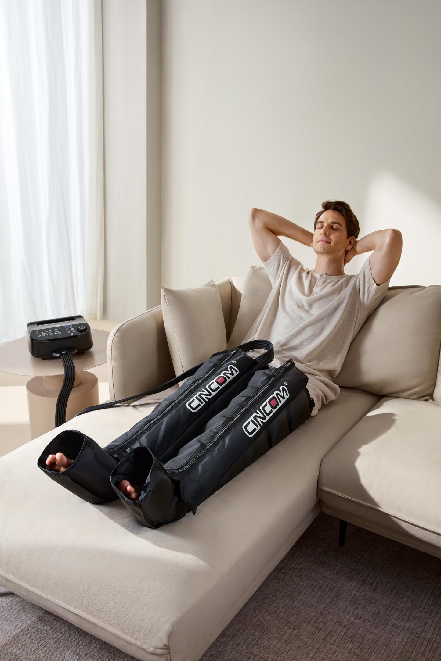 CINCOM Air Compression Recovery System - 6-Zone Professional Dynamic Pressure Leg Massager Boots for Circulation Improvement & Muscle Recovery, Compression Therapy for Athletes, FSA-HSA Eligible