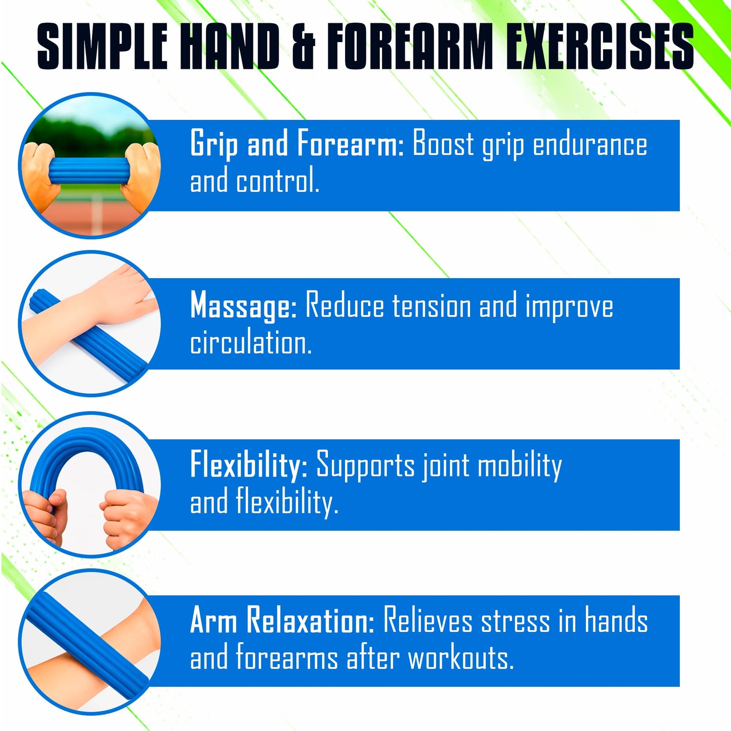 THERAPHY FiT Flex Bars Training Kit with Hand Therapy Ring and Finger Exerciser - 4 Resistance Bars Set for Elbow Therapy and Grip Strength - Relieves Tennis Elbow Pain - Flex Bars for Physical Therapy