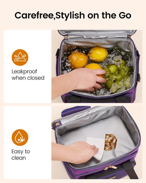 LOVEVOOK Insulated Lunch Bag For Women Men,Expandable Double Deck Lunch Box With Large Cup Holder,Leakproof Cooler Bag For Adult Lunch Tote Bag Work Picnic Beach with Adjustable Shoulder Strap Gift