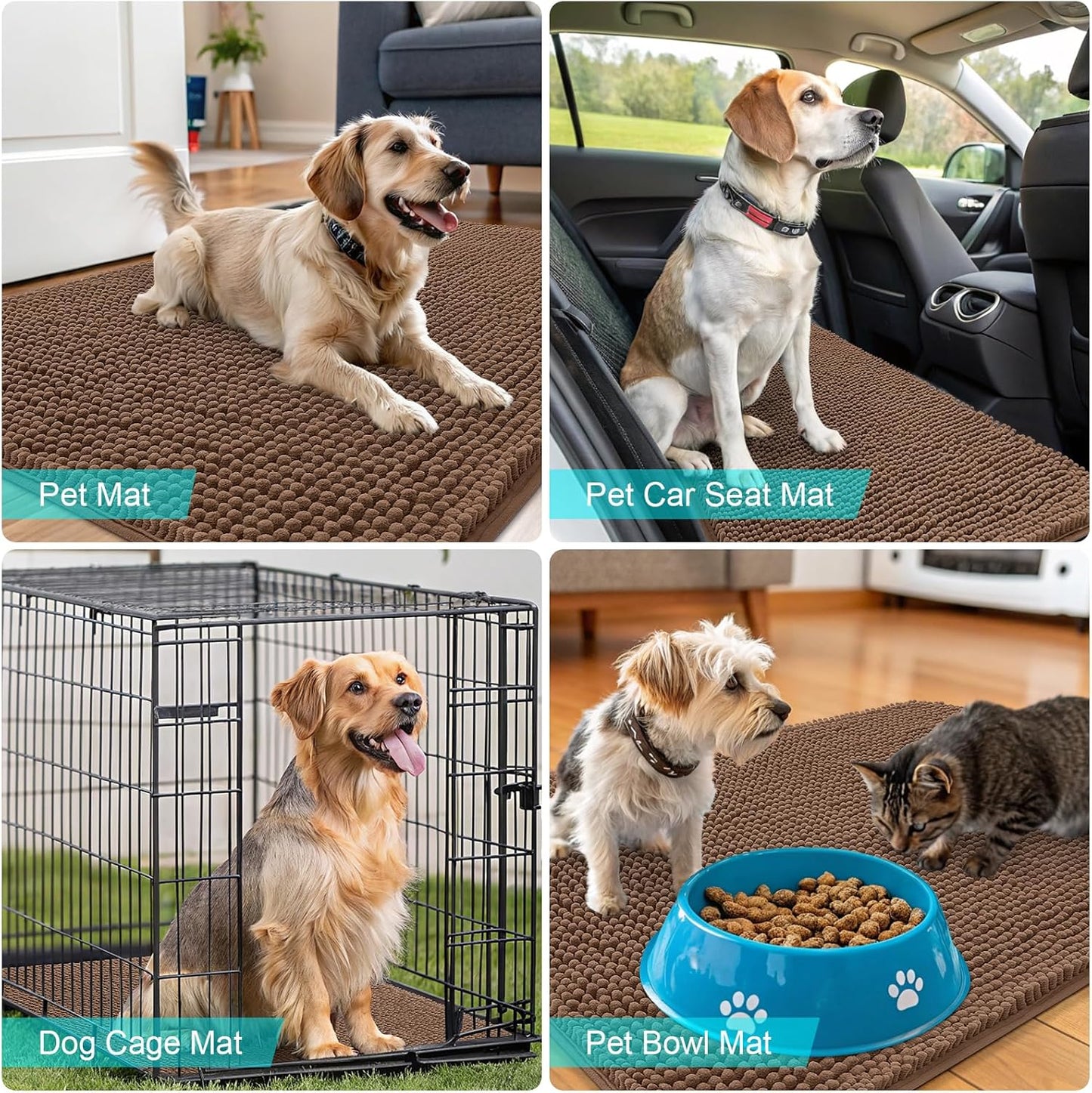 OLANLY Dog Door Mat - Absorbent Non-Slip Mud Mat for Indoor Use | 59x20 Mocha, Quick Dry Chenille