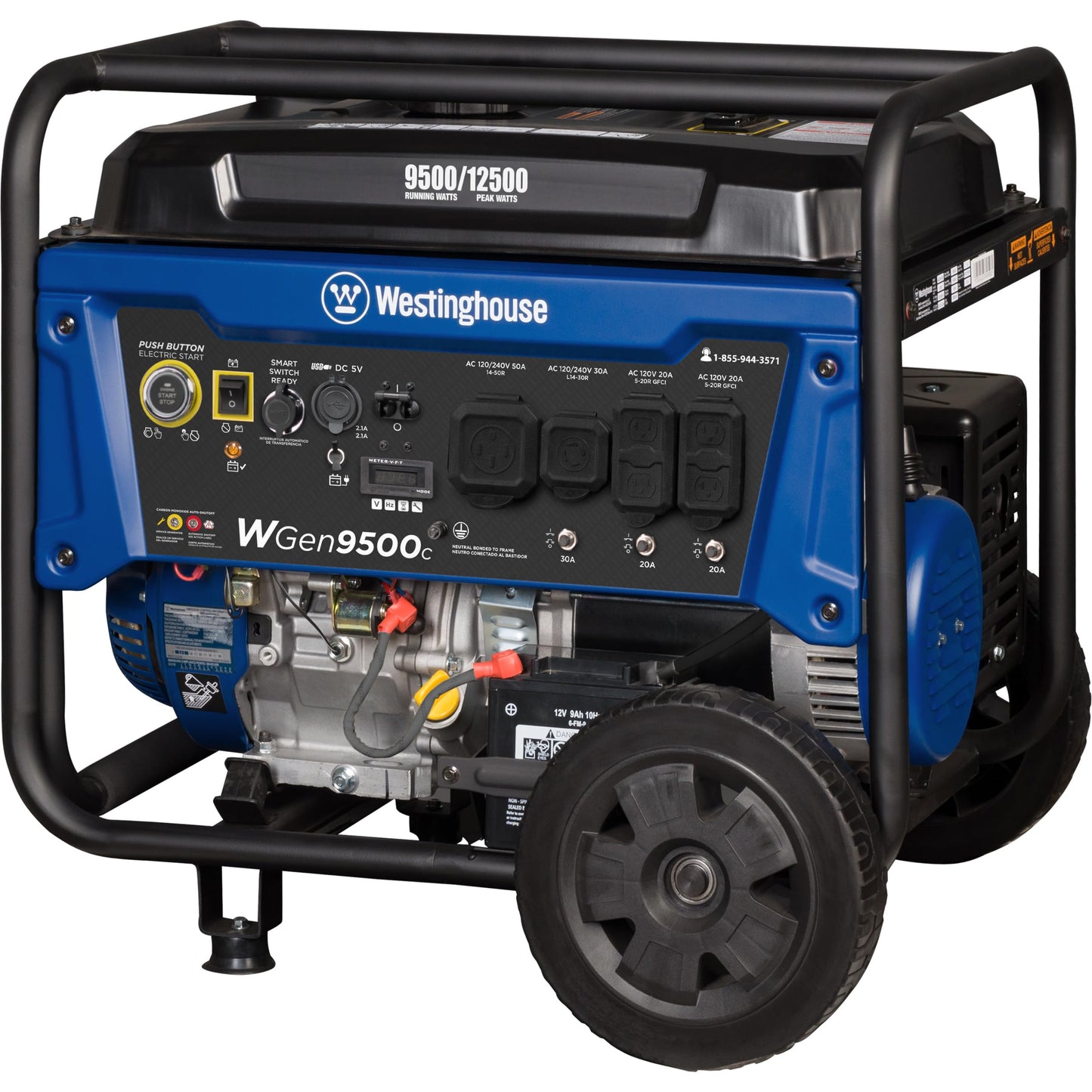 Westinghouse 12500 Peak Watt Home Backup Portable Generator, Remote Electric Start with Auto Choke, Transfer Switch Ready, Gas Powered, CO Sensor