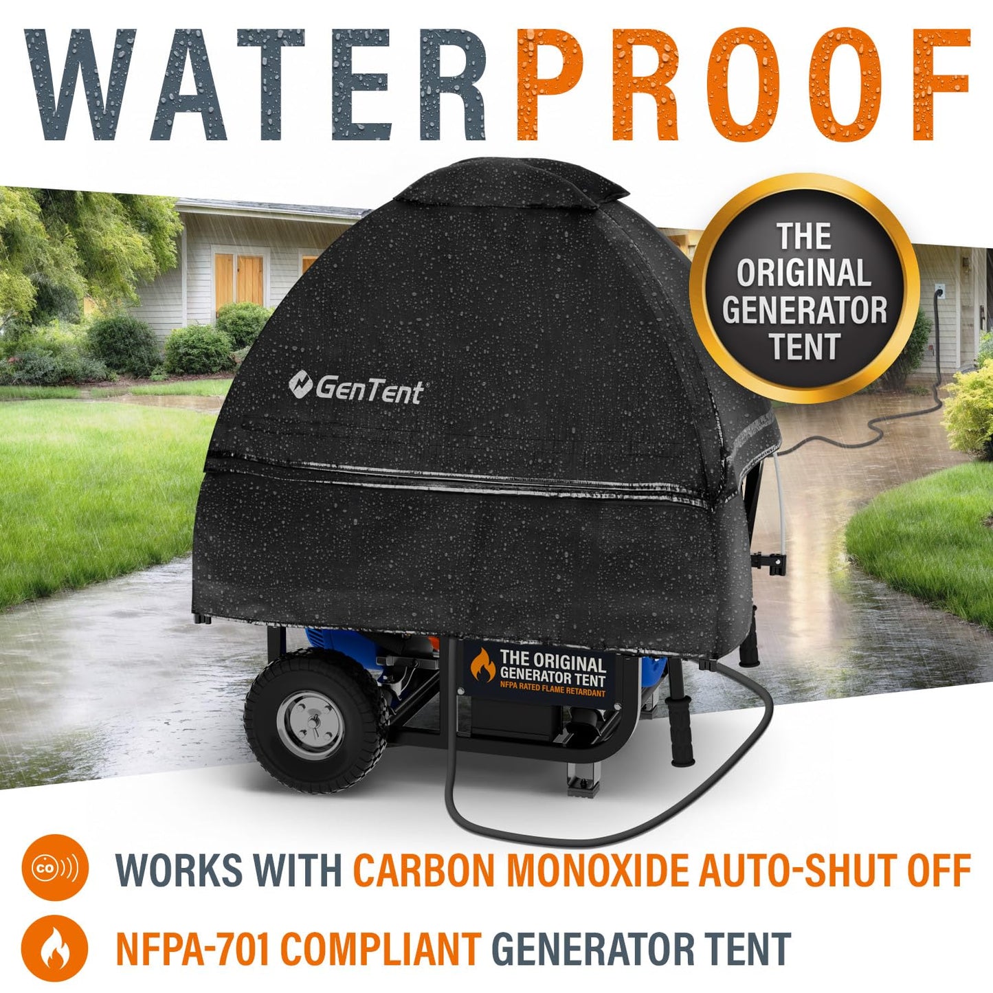 GenTent Open Frame Running Cover – Universal Kit Generator Tent (Black, Original - Standard)