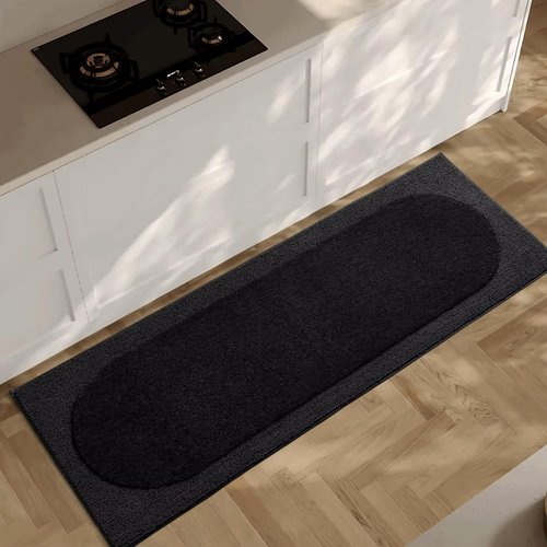 DEXDE Black Bathroom Runner 24"x60" - Ultra Soft Shaggy Long Bath Mat, Non-Slip Absorbent Plush Microfiber Rug for Bathroom Floor & Hallway, Machine Washable