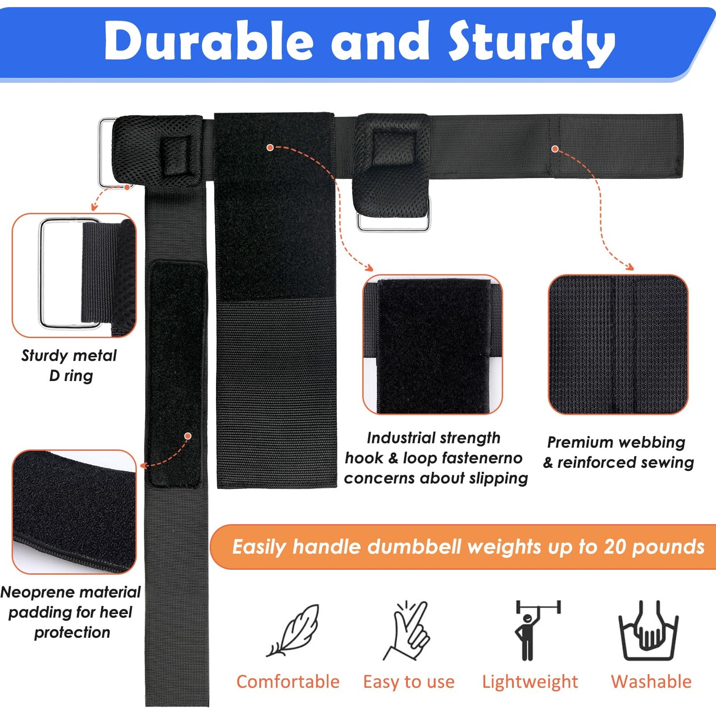 1Pcs Dumbbell Foot Attachment, Adjustable Thickening Monkey Feet Dumbbell Attachment Straps Tibialis Trainer and Heel, Padded Ankle Weight Strap for Leg Workouts Extensions – Hip Flexors, Shin Splints