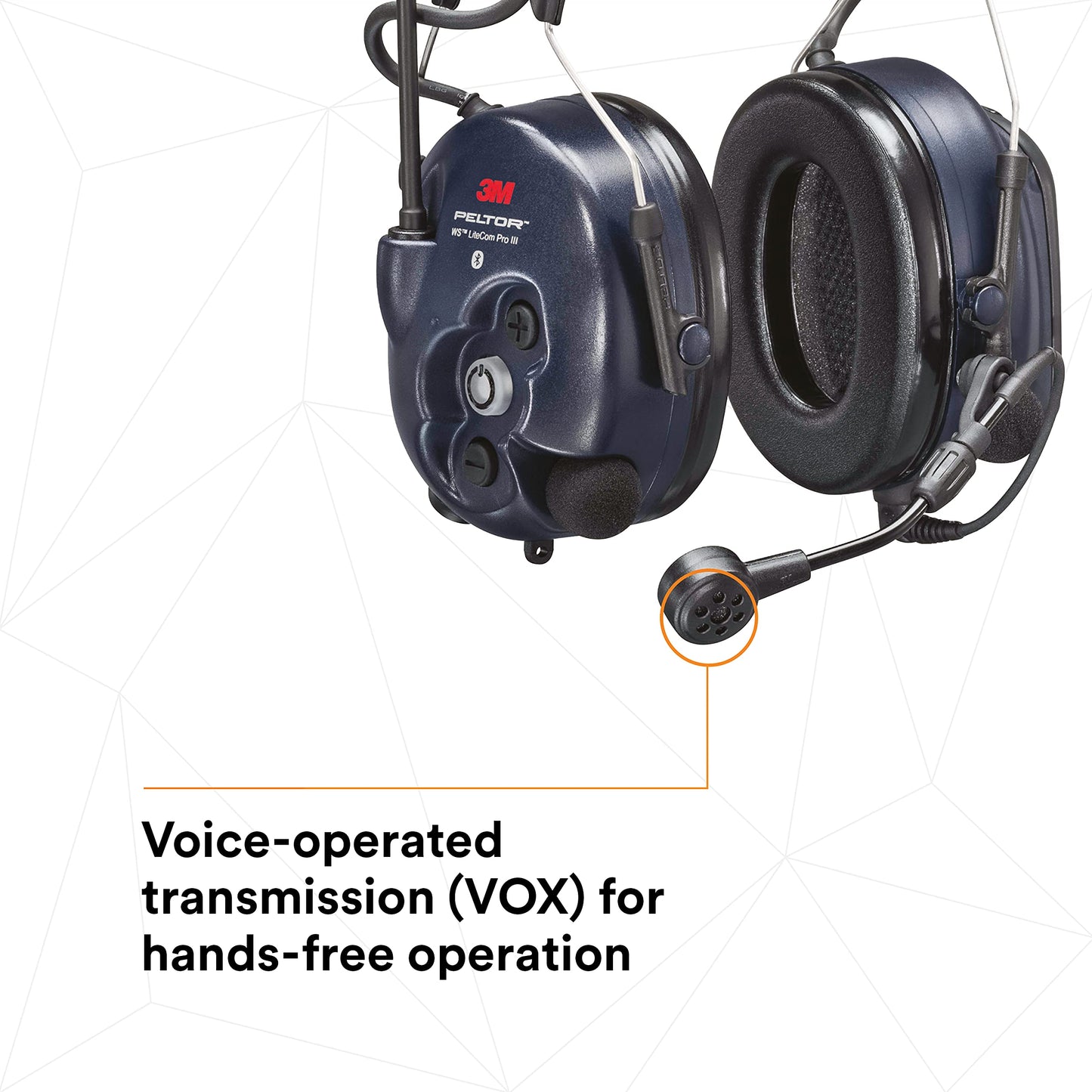 3M PELTOR WS LiteCom PRO III Headset, Headband, Professional Grade Durability, Wireless Two-Way Communication Radio, Bluetooth, Boom Microphone, Navy Blue, MT73H7A4D10N