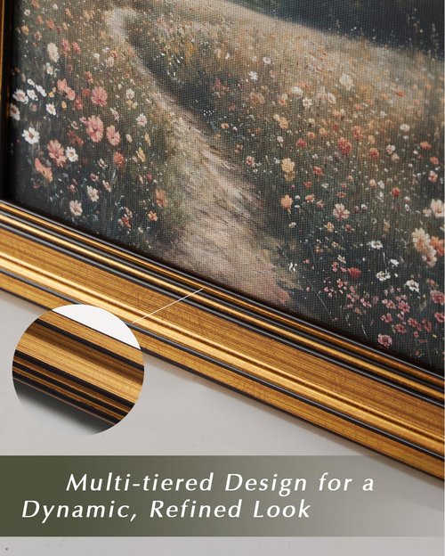 HUARCEY Vintage Wall Art - Gold Framed Flower Canvas Print for Living Room | 24"x36" White Hydrangea
