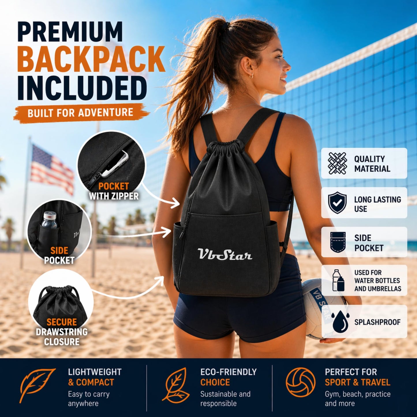 VbStar Volleyball Training Equipment Aid - Practice Your Serving, Setting & Spiking with Ease, Great Solo Serve & Spike Trainer for Beginners & Pro, Perfect Volleyball Gift
