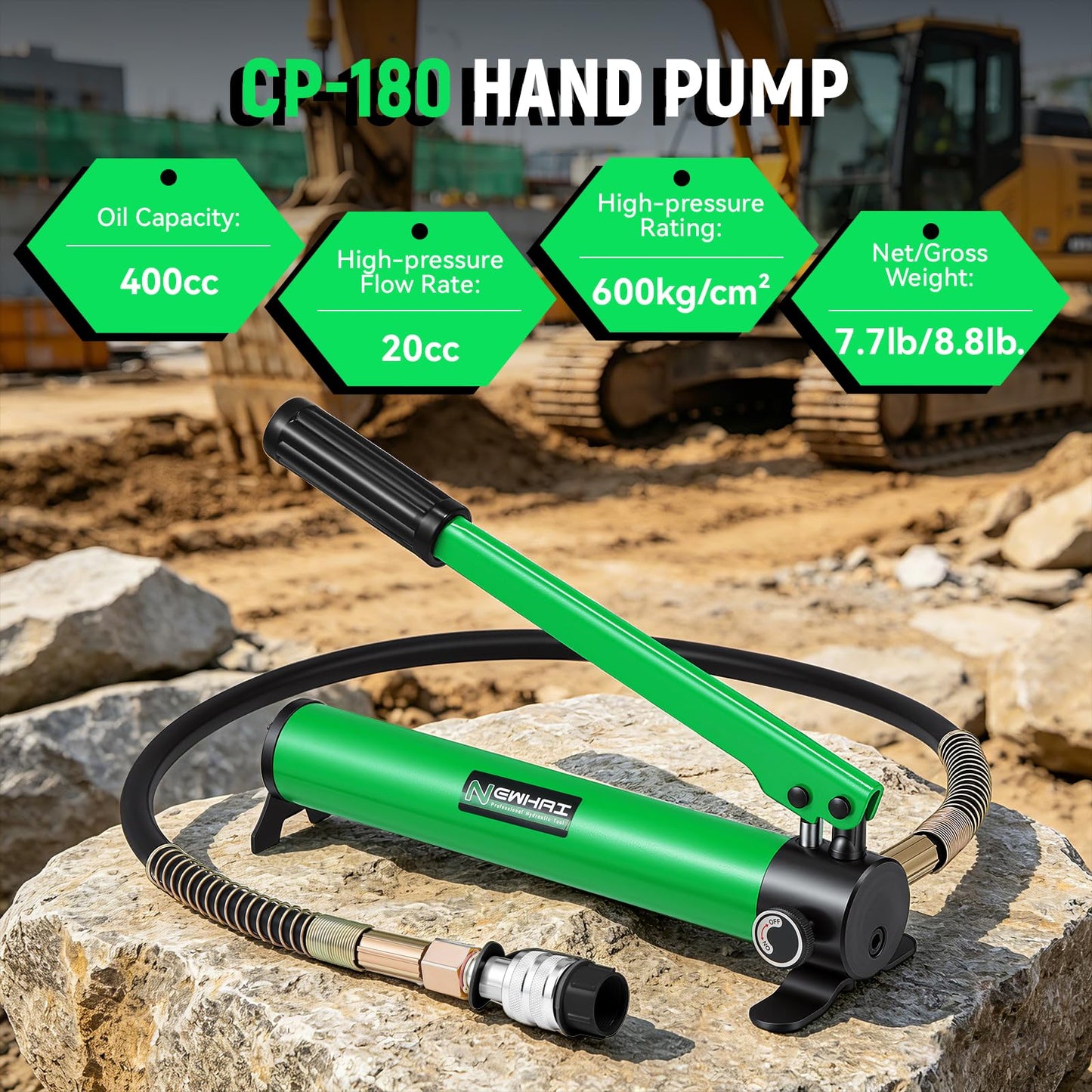 10 Ton Porta Power Ram Kit for Confined Spaces Mini Hydraulic Cylinder 0.39" Stroke with CP-180 Hand Pump Portable Hydraulic Jack for Precise Lifting in Tight Gaps Equipment Repair