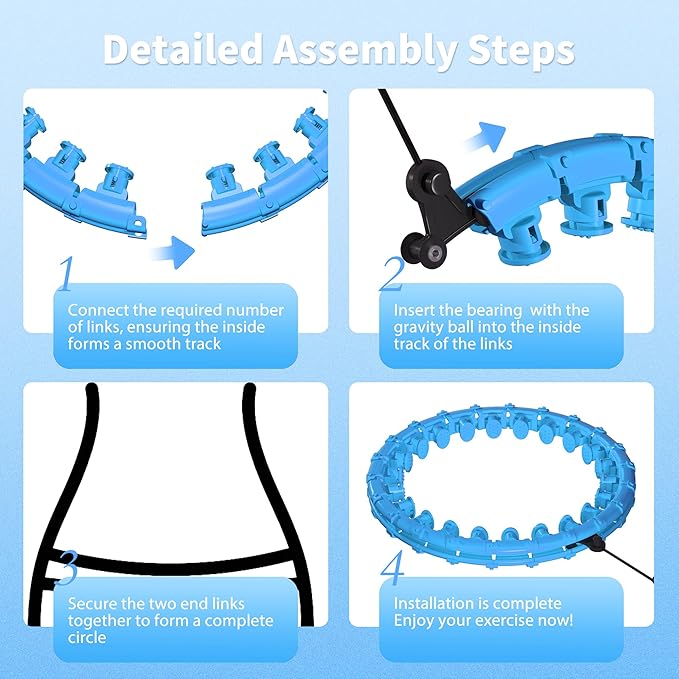 Weighted Hula Infinity Fitness Hoop for Adult Weight Loss, 2 in 1 Smart Fitness Workout Hula Circle Hoops with 28 Links(53 Inch), Exercise Fit Hoop Suitable for Women and Beginners