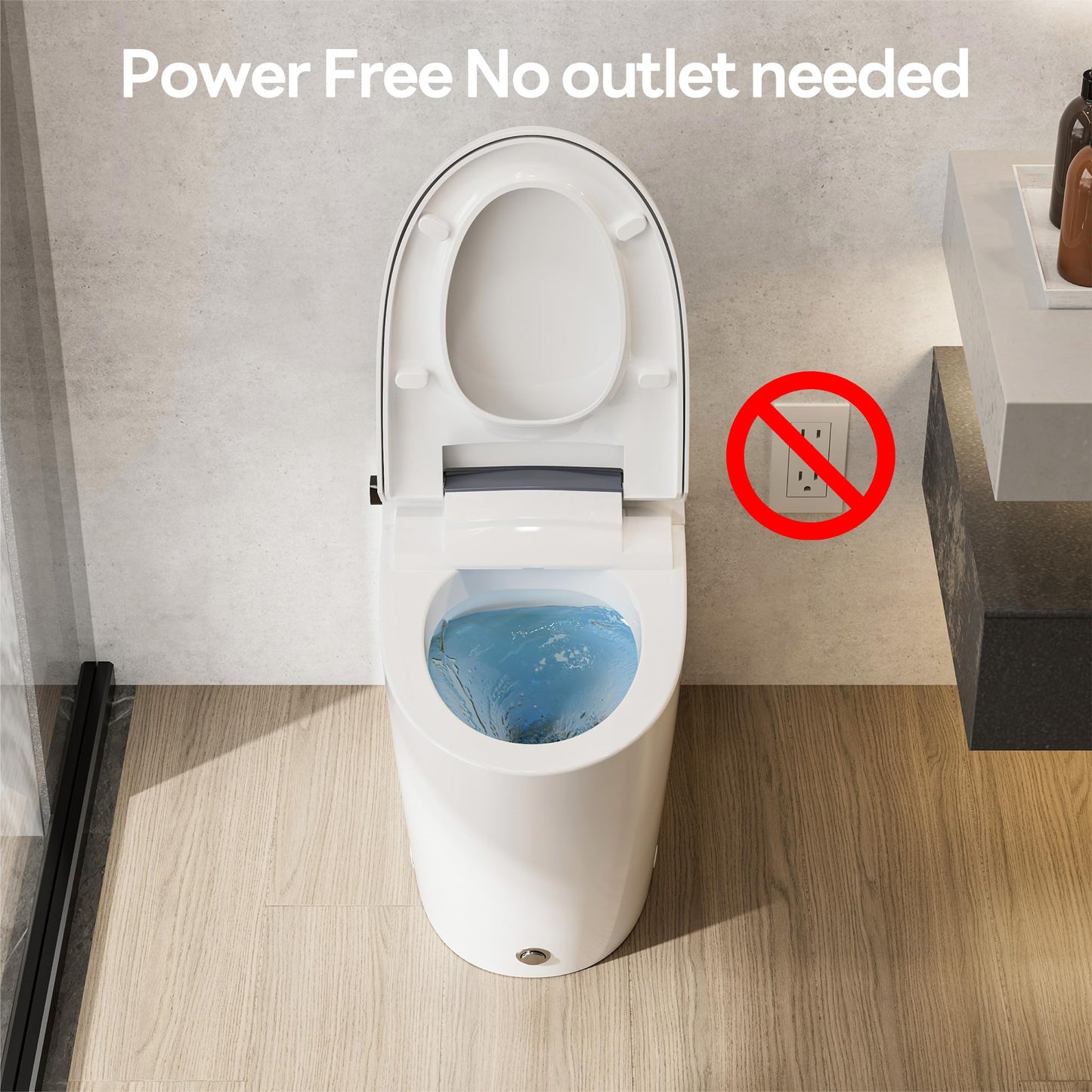 CASTA DIVA CD-W10V Non-electric Elongated Smart Toilet with Bidet, Map Flush 1000 Grams,ADA Comfort Height,Built-in Air Pressure-Assisted System for Power Flush,Soft Open and Close, 1.0GPF