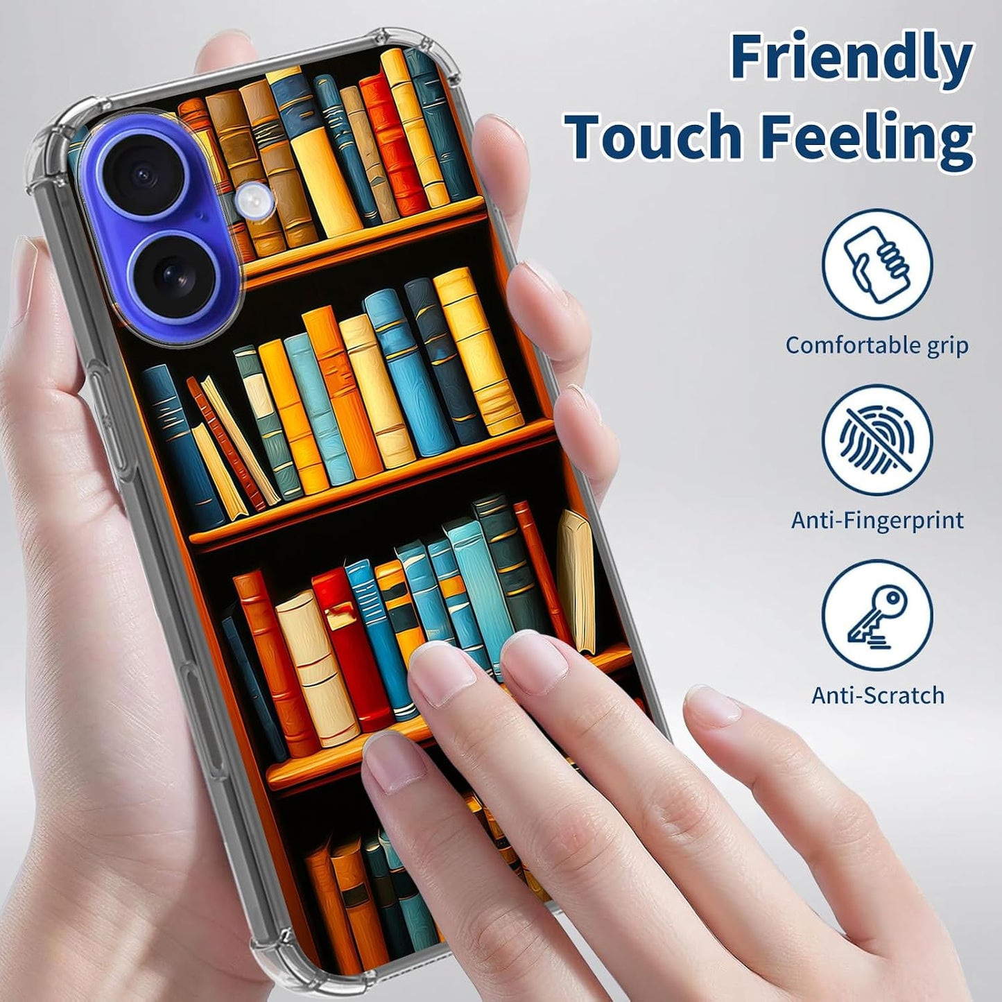BFSEROBJ 17 17 6.3 inch 2025 for iPhone Case with a Bookshelf Pattern Design Ultra-Thin Clear Soft TPU Silicone Drop
