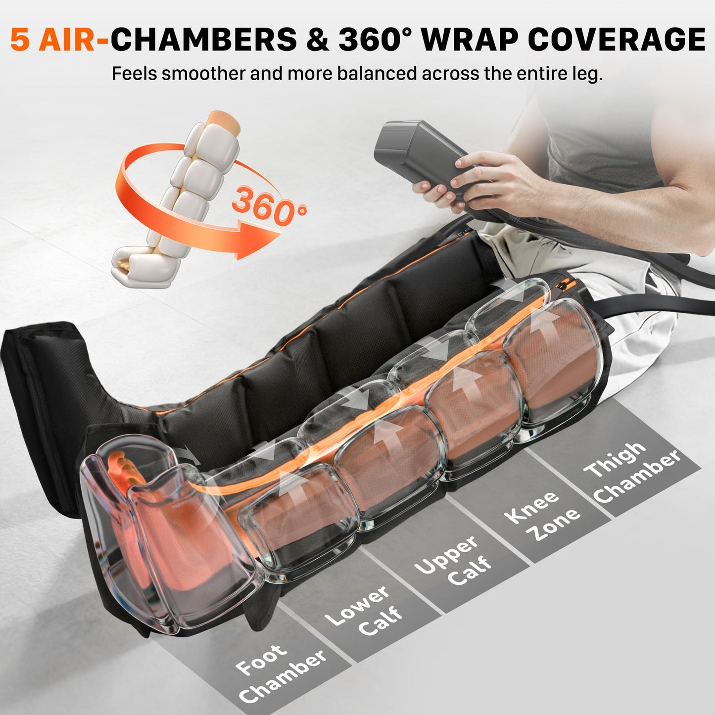 JZBRAIN Air Compression Leg Recovery Boots : Sequential Full Leg Compression Massager System for Muscle Relaxation & Relief - 11 Intensity 6 Modes 3 Heat for Athletes & Gym (Large)