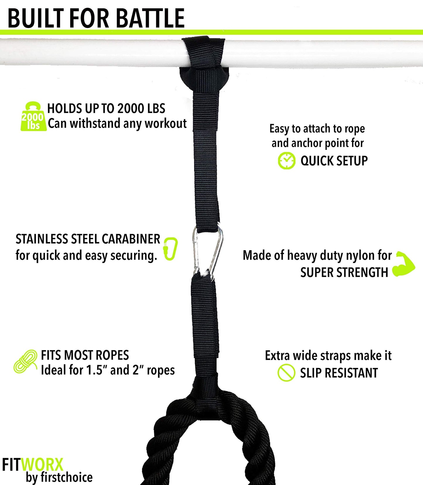 Battle Rope Anchor Strap Kit With Bonus Battle Rope Workout Guide- FitWorx By RadBizz