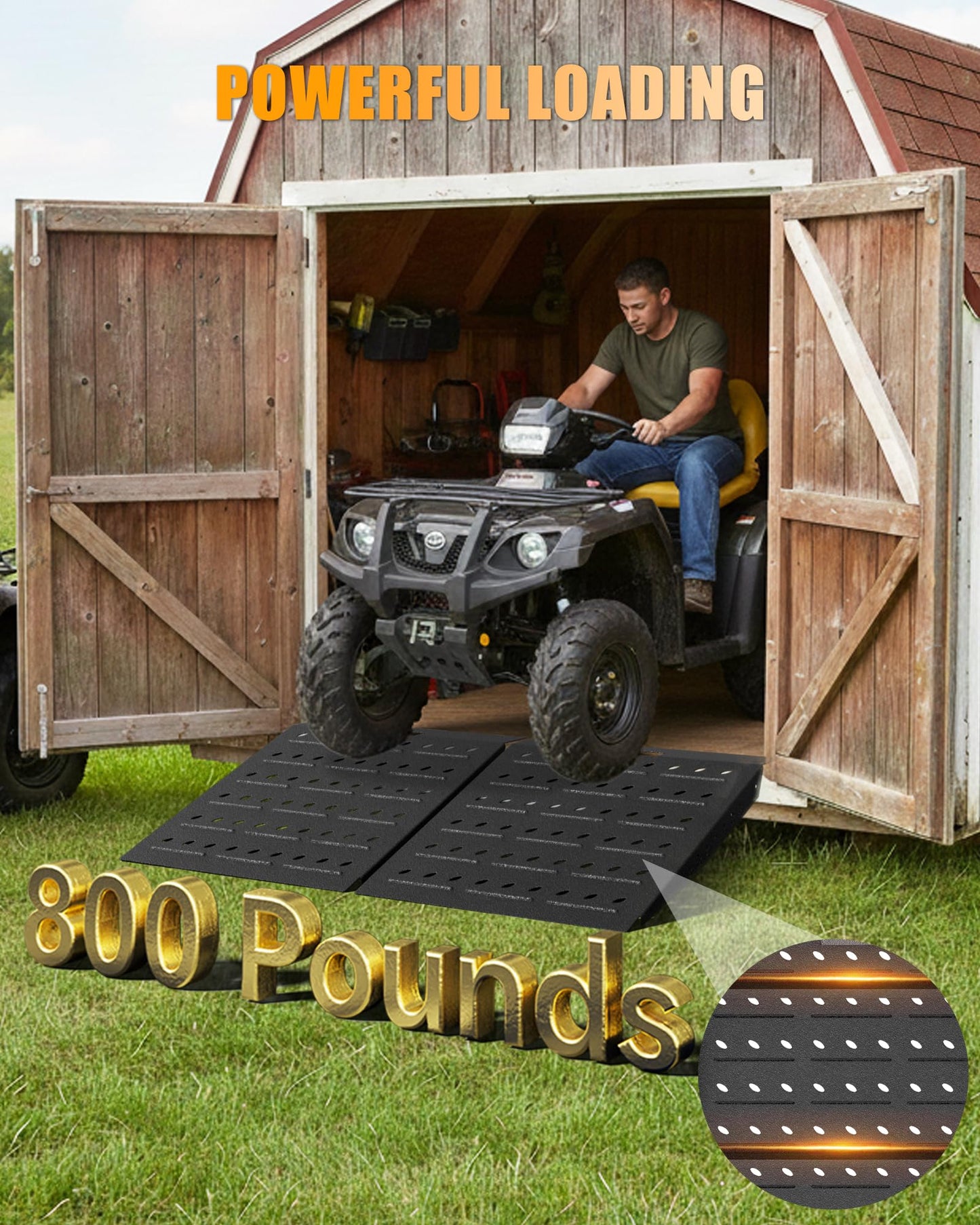 VNN 29" x 24" Shed Ramp - Velvet Black Loading Ramp for Riding Mower, 1 Pack Ramps for Shed，900 LB Capacity Alloy Loading Dock Ramp for Garages, Barns