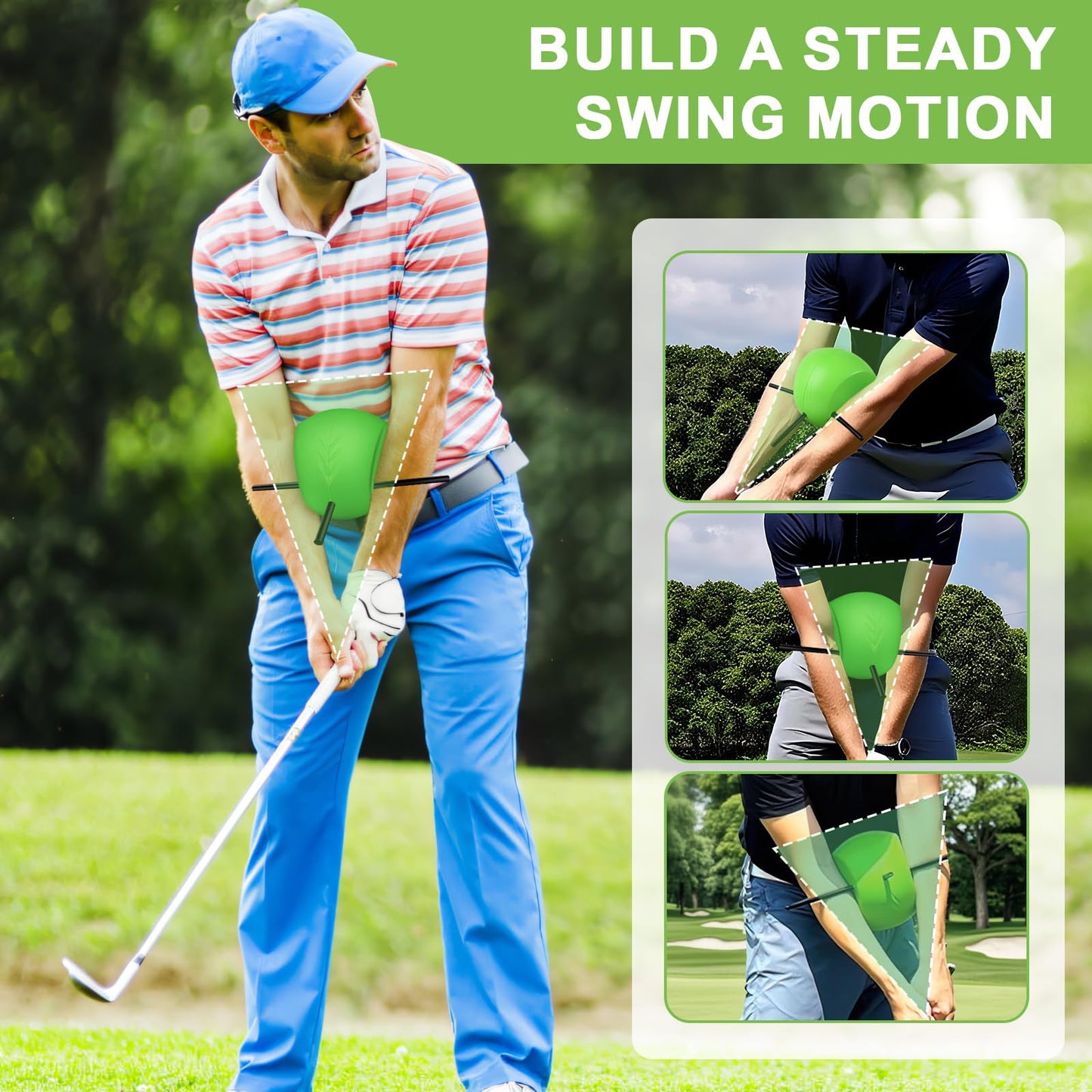 HOMY MART The Connector Golf Training Aid, Golf Swing Trainer for Posture Correction Practice, Golf Swing Training Aid, Golf Training Aids Helps Train Proper Swing Mechanics, Arm Structure