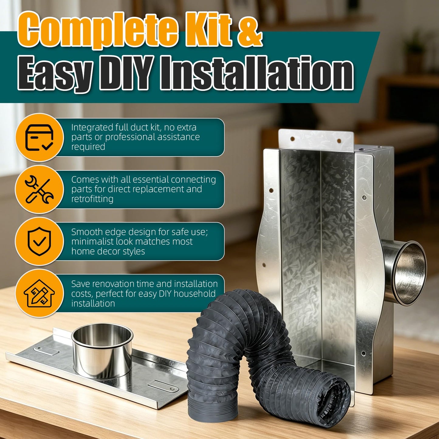 Toe Kick Vent Duct Kit,Under Cabinet HVAC Ducting,Energy Efficient Air Duct Regulator,4" Universal Fit for Kitchen Bathroom Cabinet Toe Kick Space