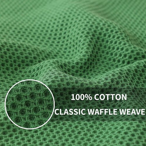 Homaxy Kitchen Dish Cloths - 100% Cotton Waffle Weave, Ultra Soft & Absorbent, 12x12 Inches, 6-Pack | Grass Green