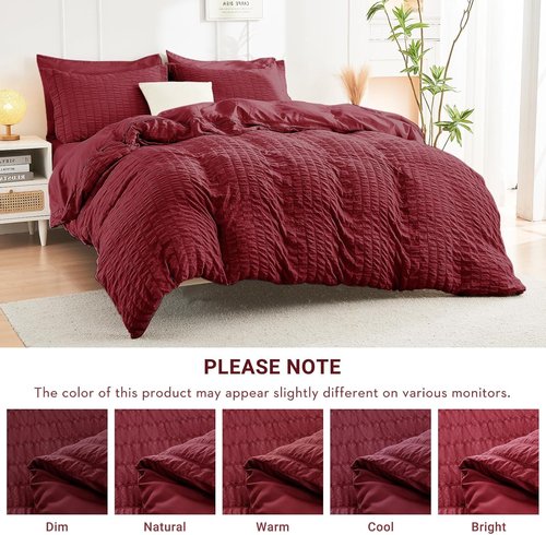 HYMOKEGE Burgundy Comforter Set - 7-Piece All-Season Luxury Bedding Set with Sheets & Pillowcases