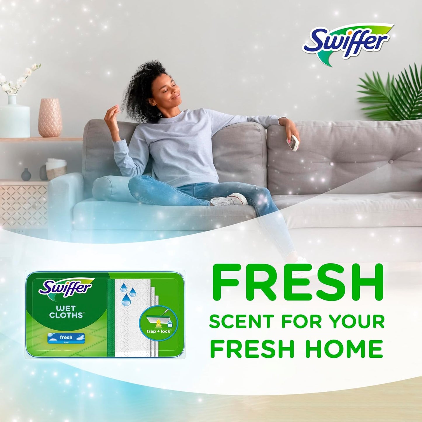 Swiffer Sweeper Wet Mopping Cloths - Open Window Fresh Scent, 24-Count Refills | Pack of 6