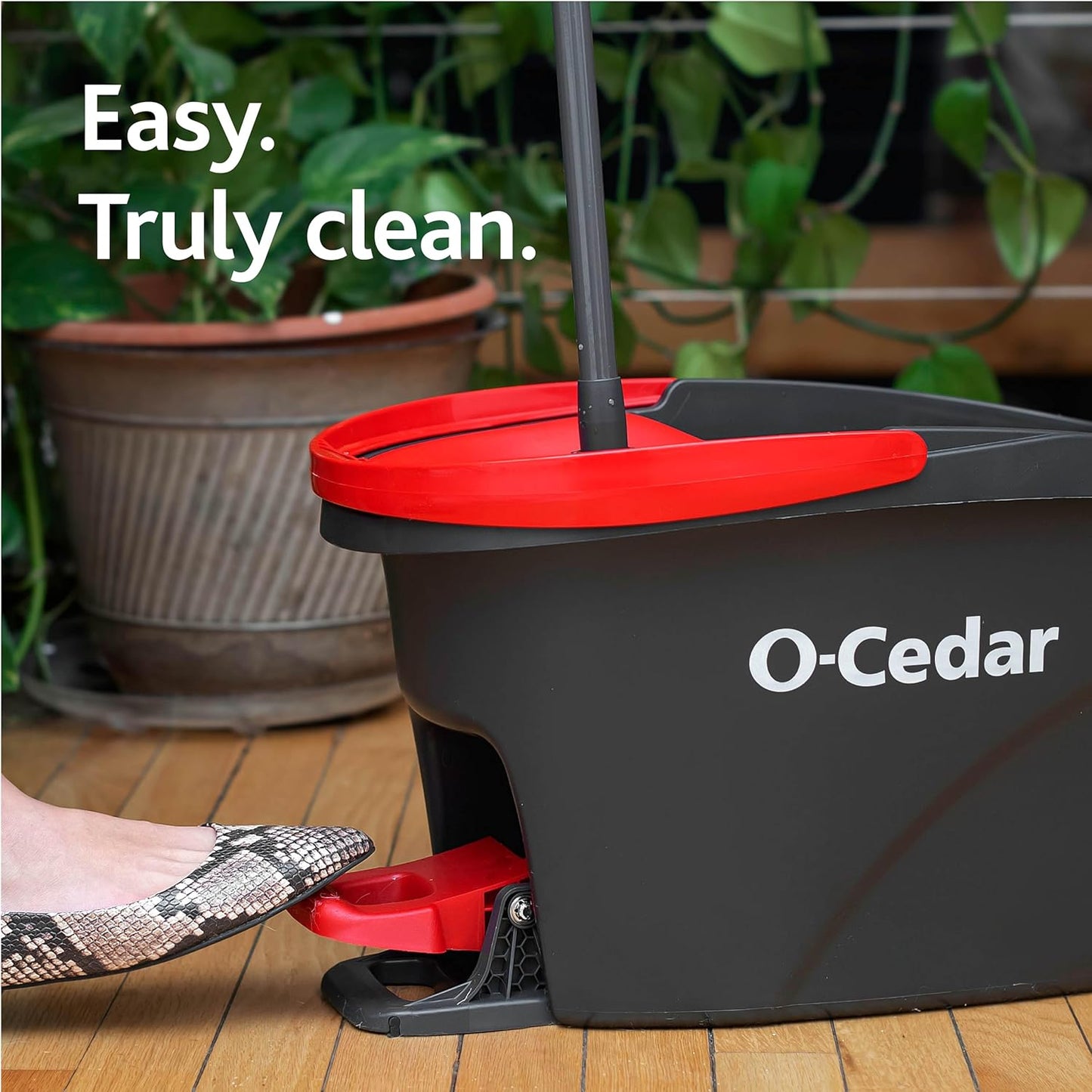 O-Cedar EasyWring Microfiber Spin Mop - Efficient Floor Cleaning System with 2 Extra Refills | Red/Gray