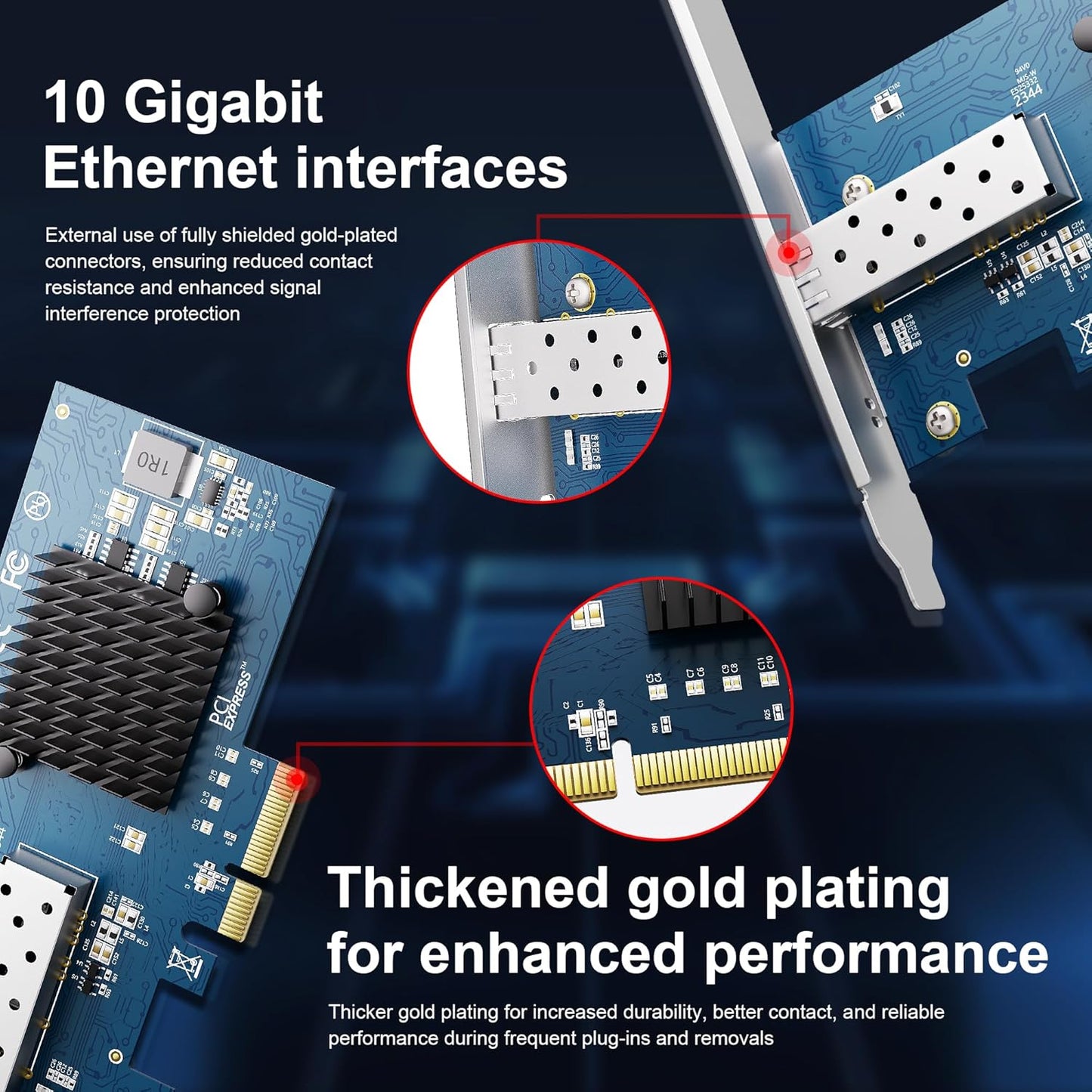 BZIZU 10Gb 82599EN, X520-DA1 X4/X8, PCIe NIC, Intel SFP+ Port, Compatible, PCIe Low Profile, Supports Windows