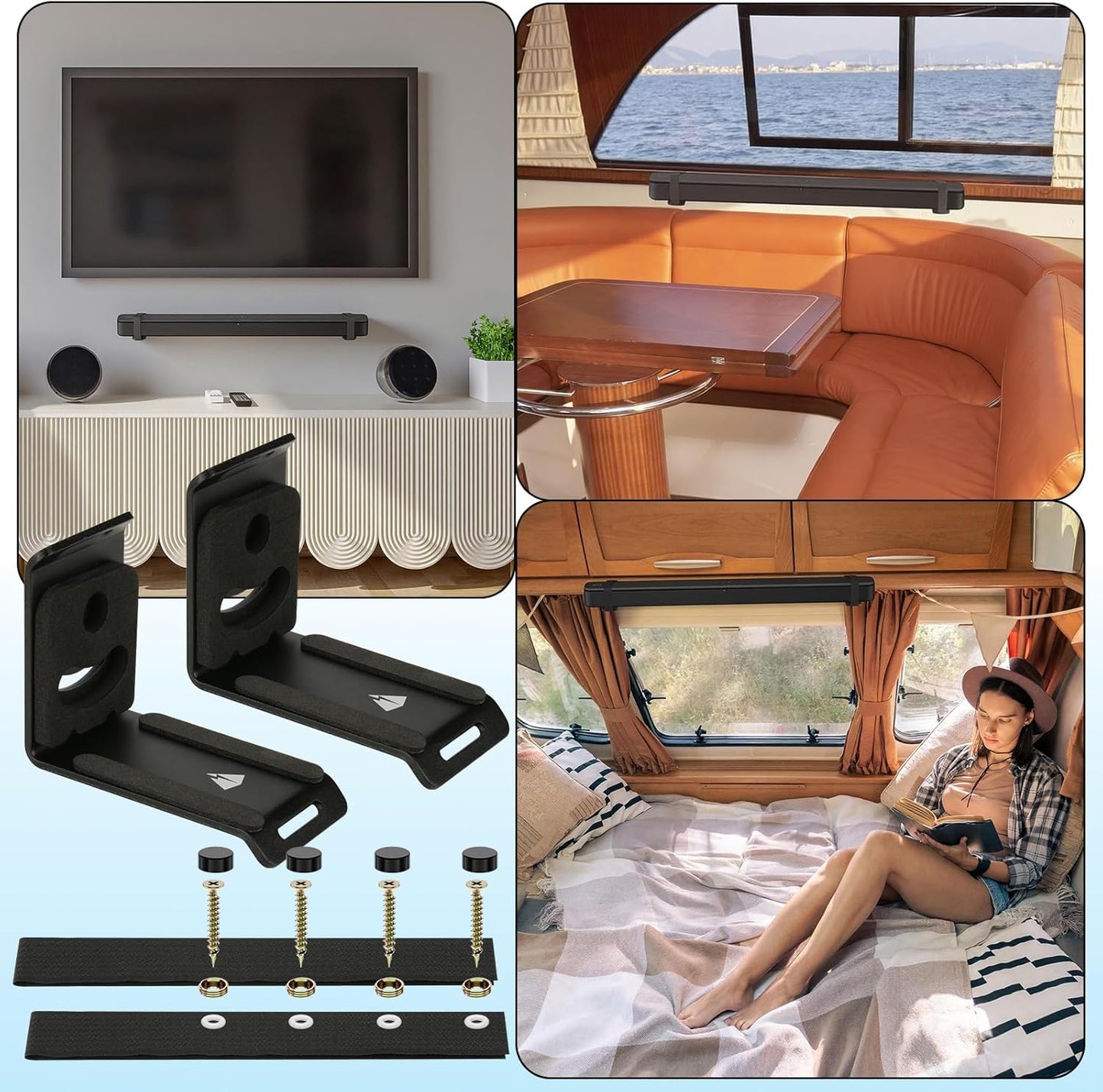 TXEsign Soundbar Wall Mount for JBL, Bose, Samsung, Vizio, Sony Sound bar with Hook and Loop Straps Metal Sound Bar