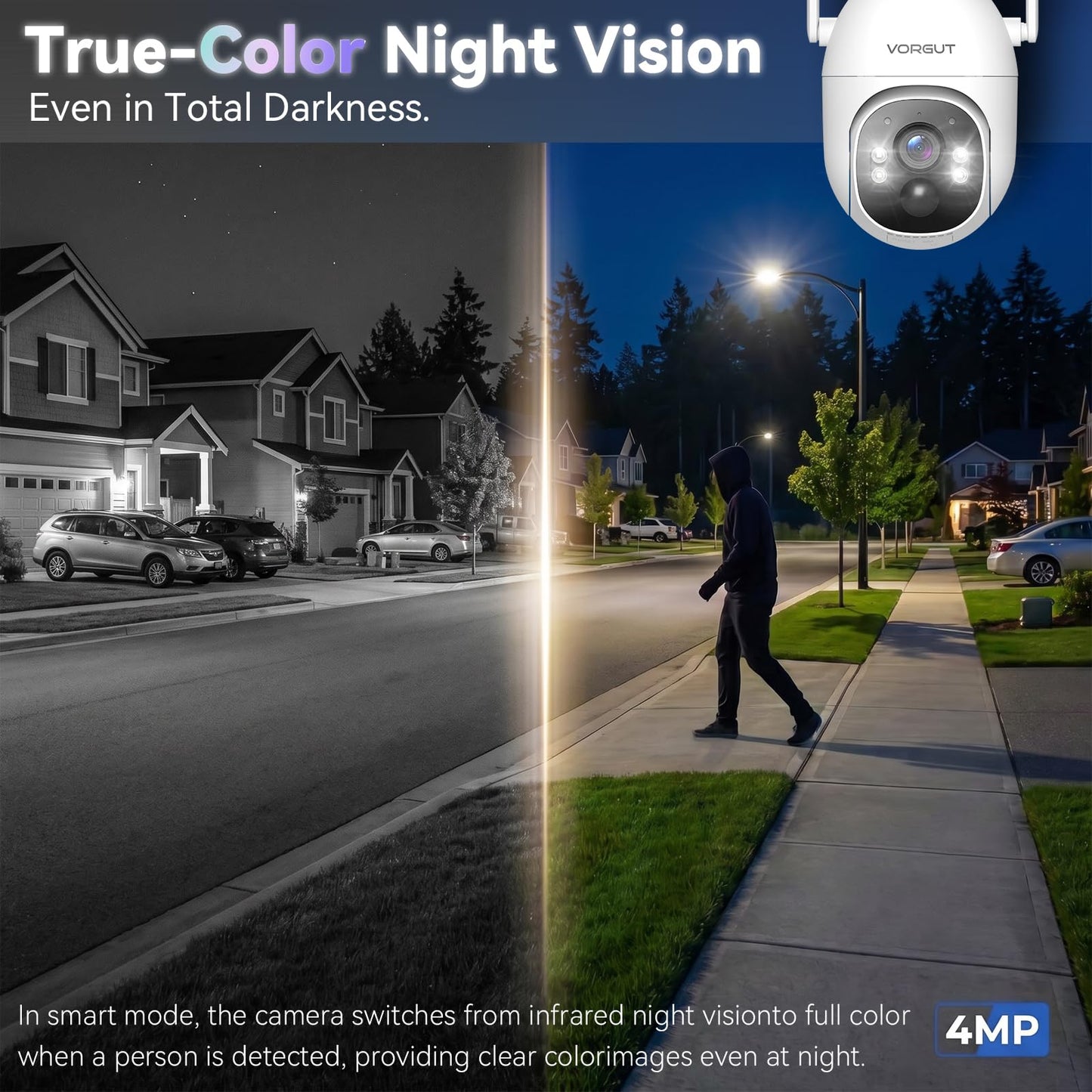 Solar Security Cameras Wireless Outdoor System with 10'' Touch Monitor 10CH NVR, 4MP WiFi6 Cameras for Home Security, 355° Pan 90° Tilt, Night Color, 2-Way Audio, 500G HDD, 0 Monthly Fee, 2 Cam-Kit