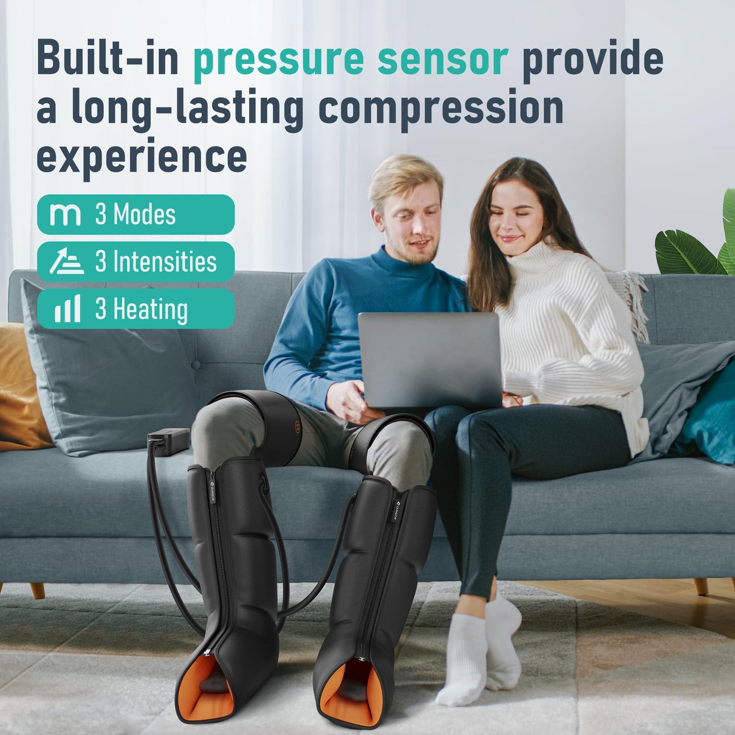 QUINEAR Leg Massager, 3-in-1 Foot Calf & Thigh Massager with Heat and Compression Therapy, Leg Massage Boots for Pain Relief, FSA-HSA Eligible