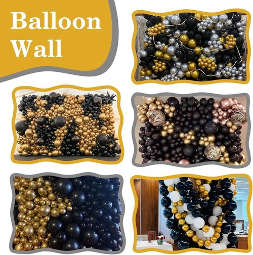 Black Gold Link Balloons - 60 Pcs 6-Inch Metallic Latex Balloons for Parties & Celebrations