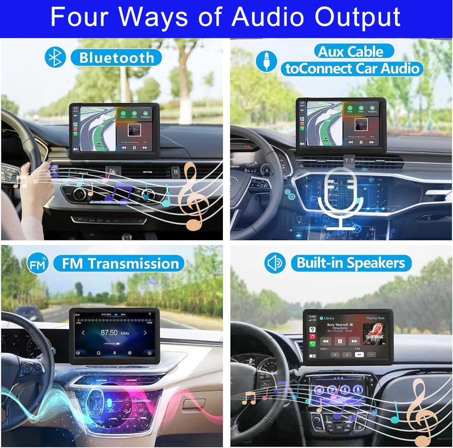 MRSXWPY 7-inch (7Inch) Portable Carplay Screen for Car Compatable with Apple CarPlay and Android Auto,Wireless Car Play