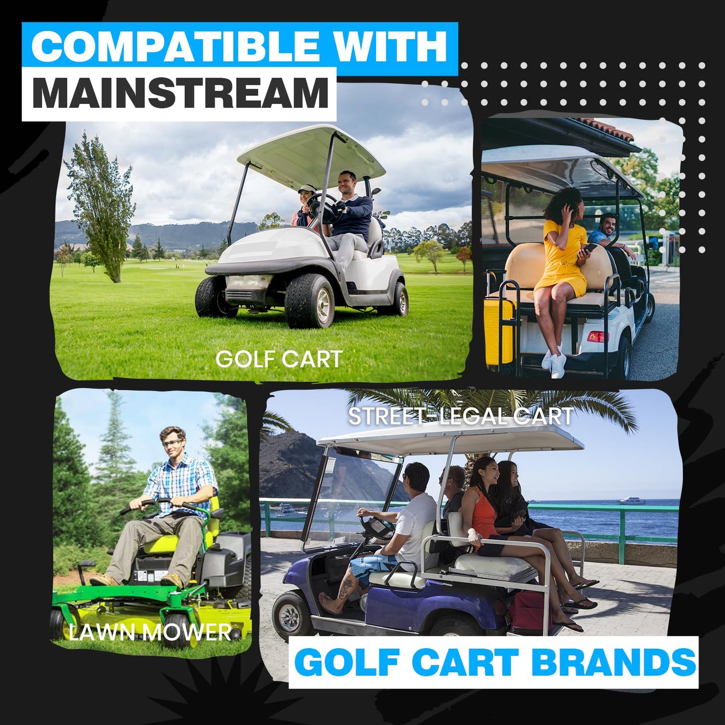 VATRER POWER 48V 150Ah Lithium Golf Cart Battery, Built-in Smart 200A BMS, with Touch Monitor & Mobile APP, 4000+ Cycles Rechargeable LiFePO4 Battery, Max 10.24kW Power Output, Perfect for Golf Carts