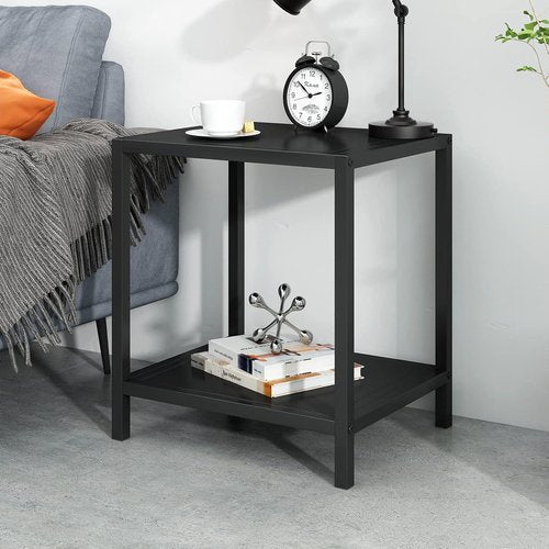 JETO Modern End Table - Stylish 2-Tier Nightstand with Easy Assembly | European Wrought Iron Design