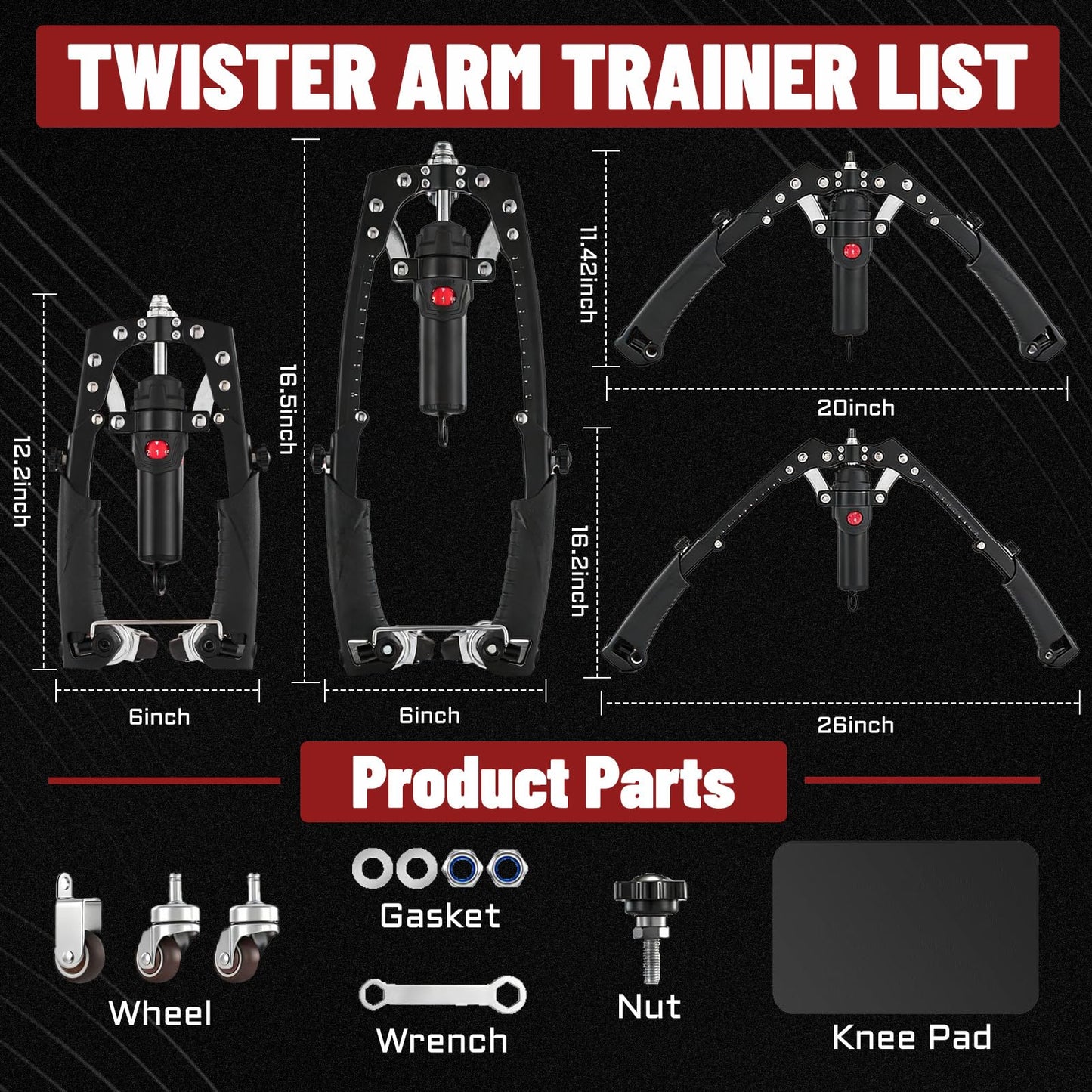 Hydraulic Twister Arm Trainer & Ab Roller, 2-in-1 Adjustable Chest Workout Equipment for 22-440lbs Resistance, Full Body Trainer for Men & Women
