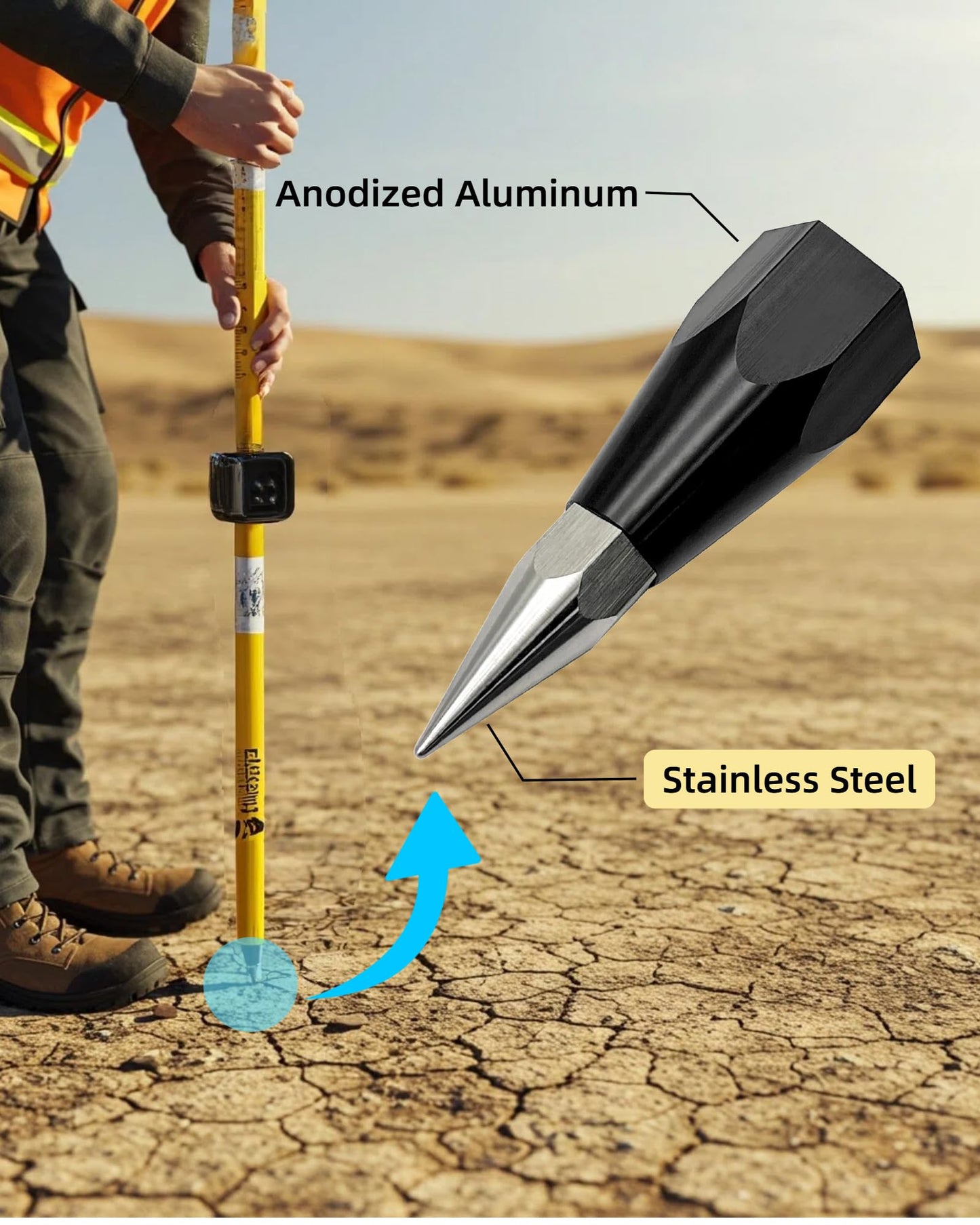 3 PCS Replaceable Steel Tip for GPS Prism Pole Thread Sharp Point 5/8" x 11 TPI for Surveying Rod Prism Easy Installation